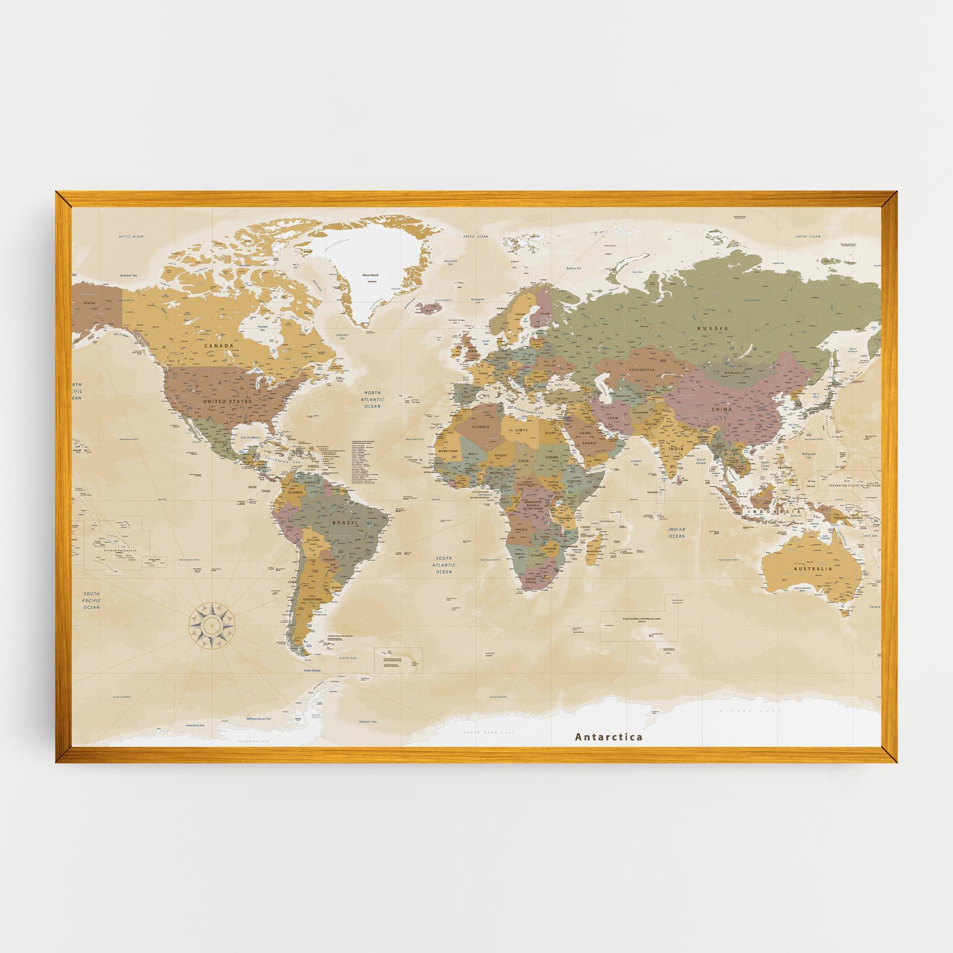 Leinwandbild World Map Vintage mockup 0
