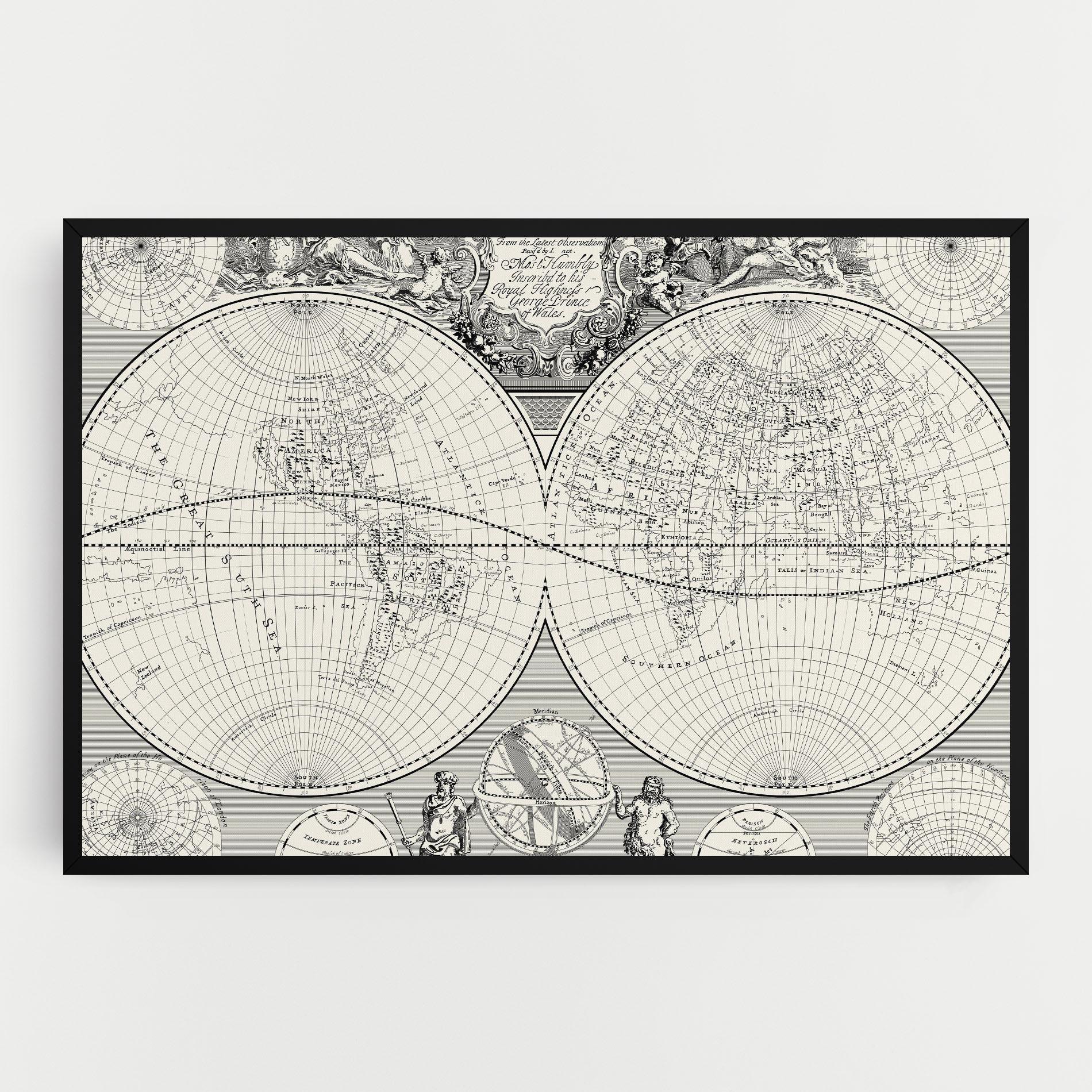 Leinwandbild Black White Map mockup 0