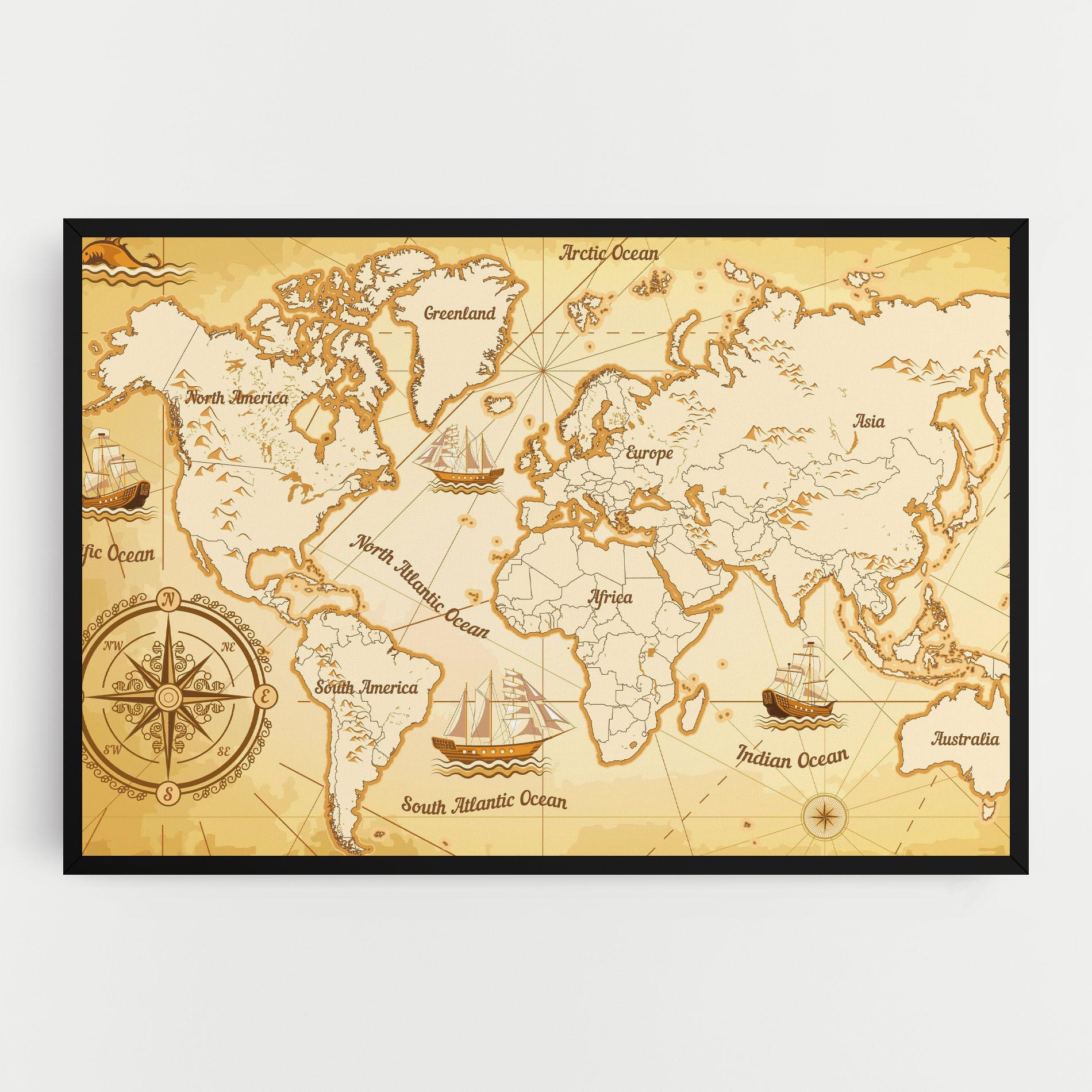 Leinwandbild Gold Old Map mockup 0