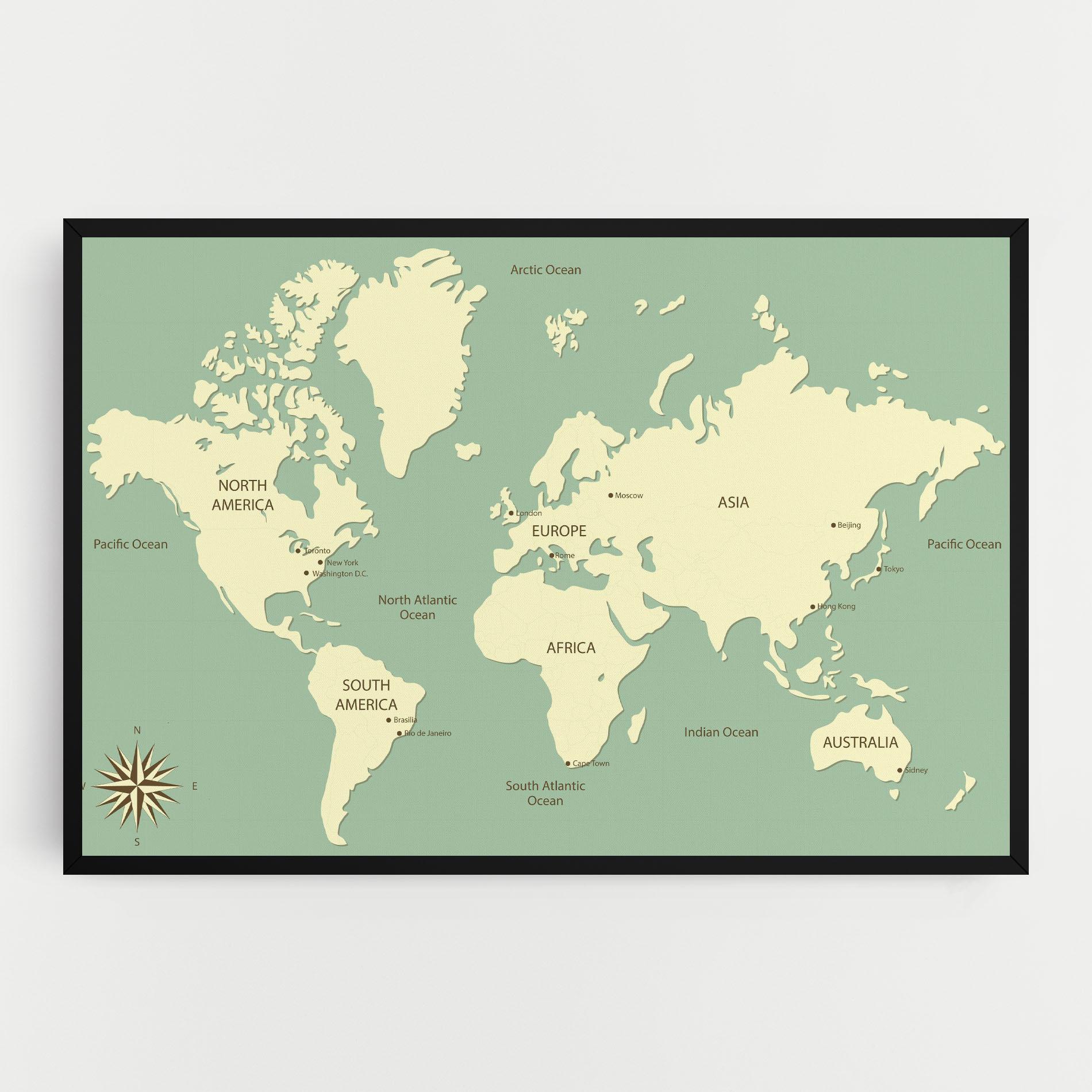 Leinwandbild Green Cream Map mockup 0