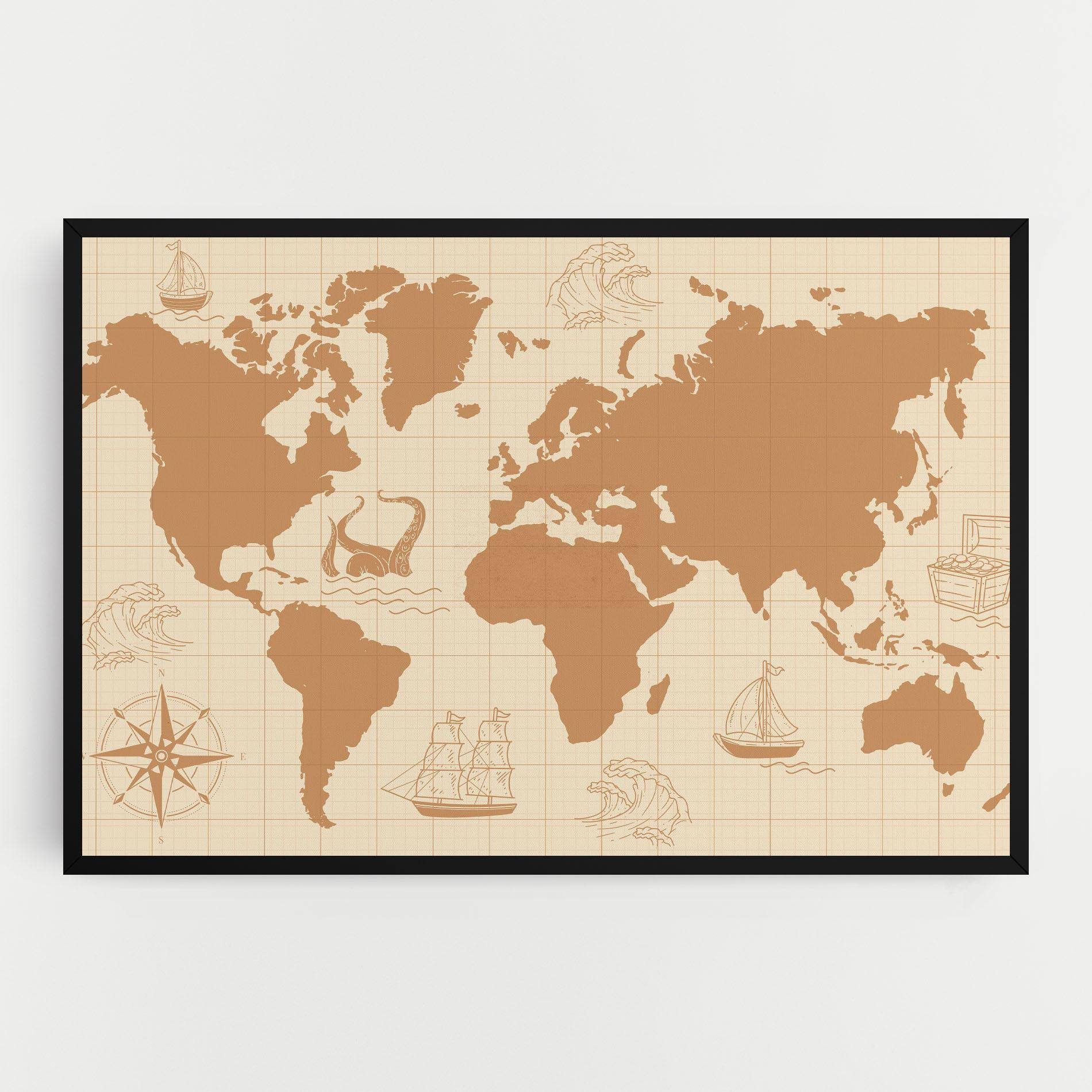 Leinwandbild Light Cream Map mockup 0