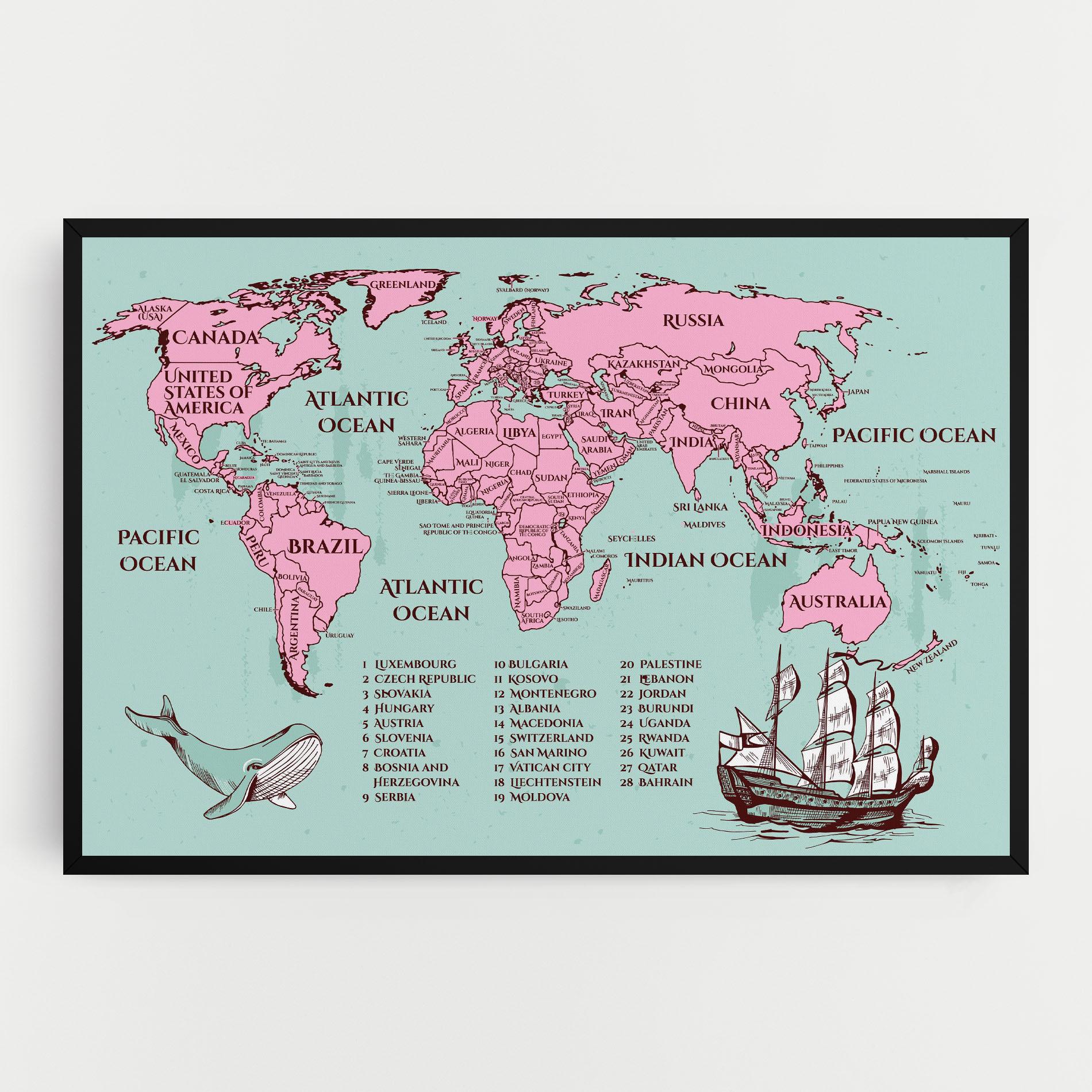 Leinwandbild Pink Pirate Map mockup 0