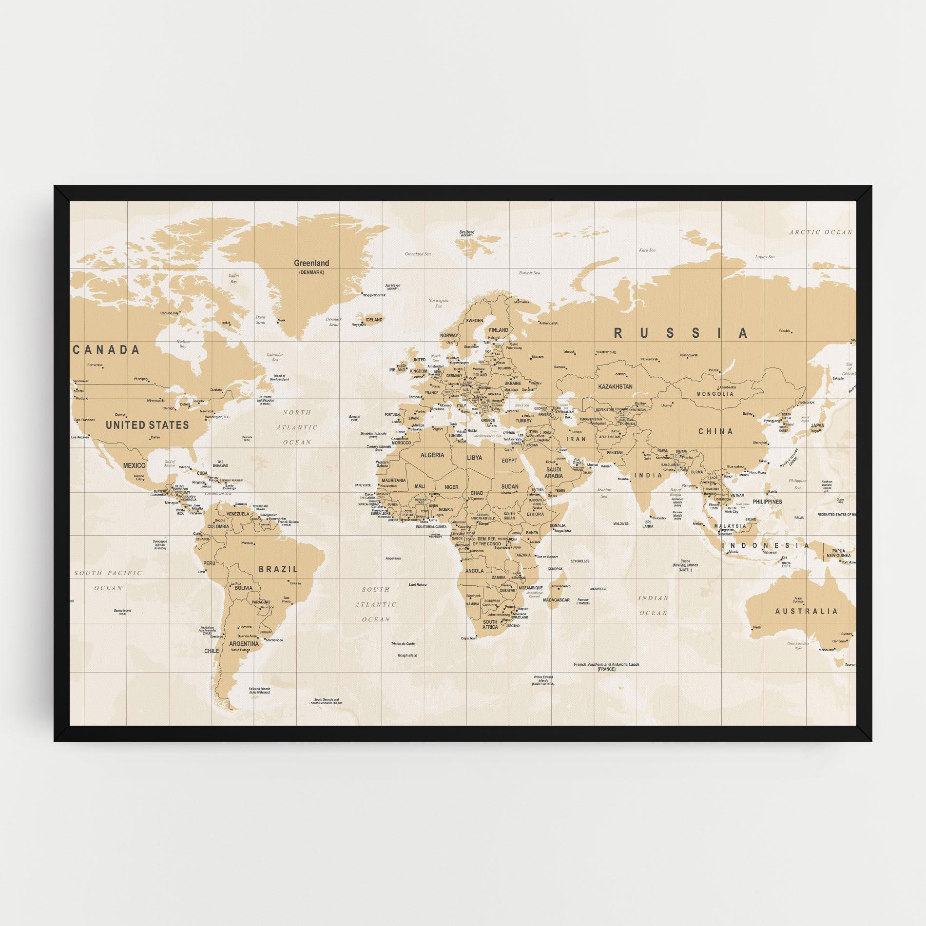 Leinwandbild World Old Map mockup 0