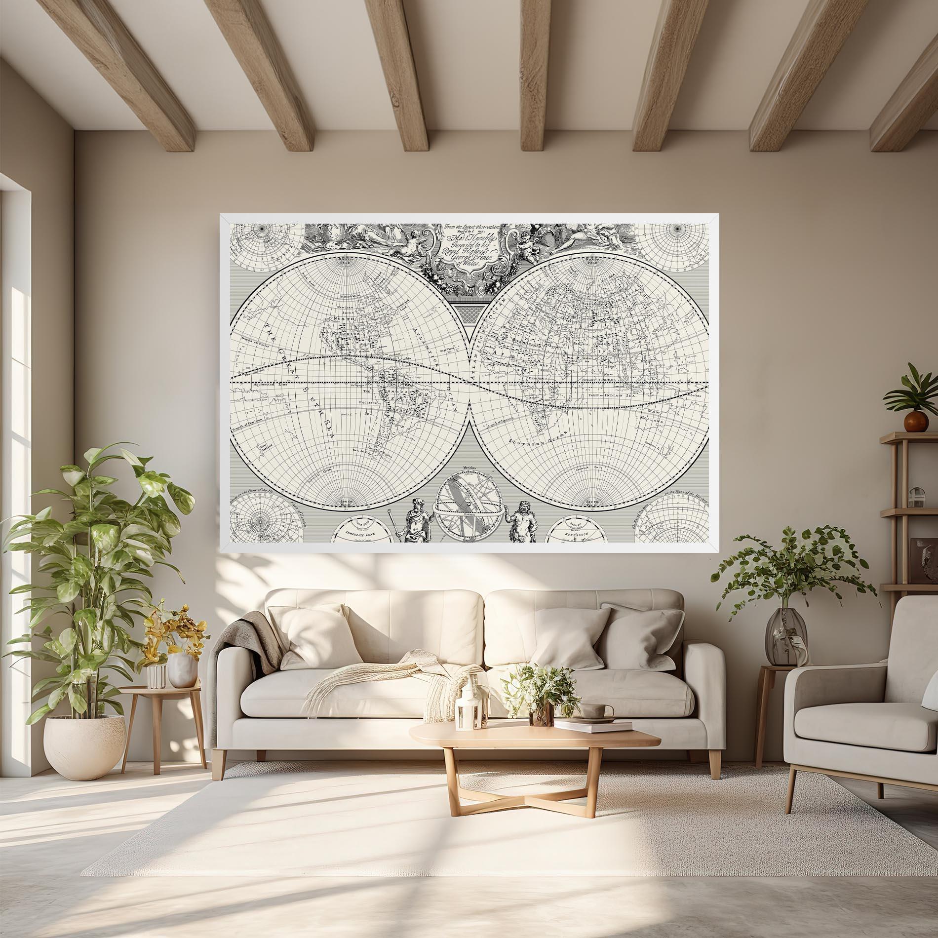 Leinwandbild Black White Map mockup 6