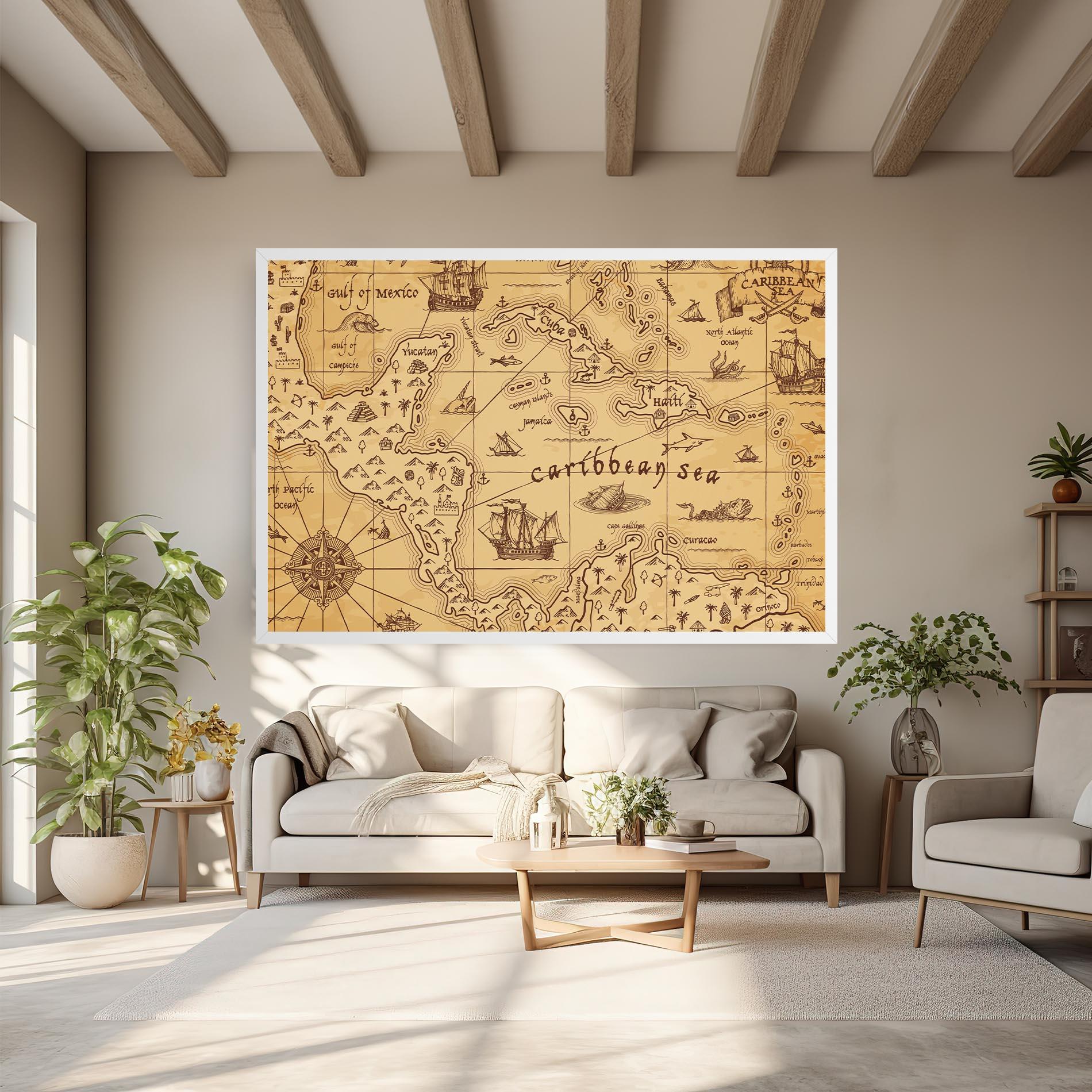 Leinwandbild Caribbean Sea Map mockup 6
