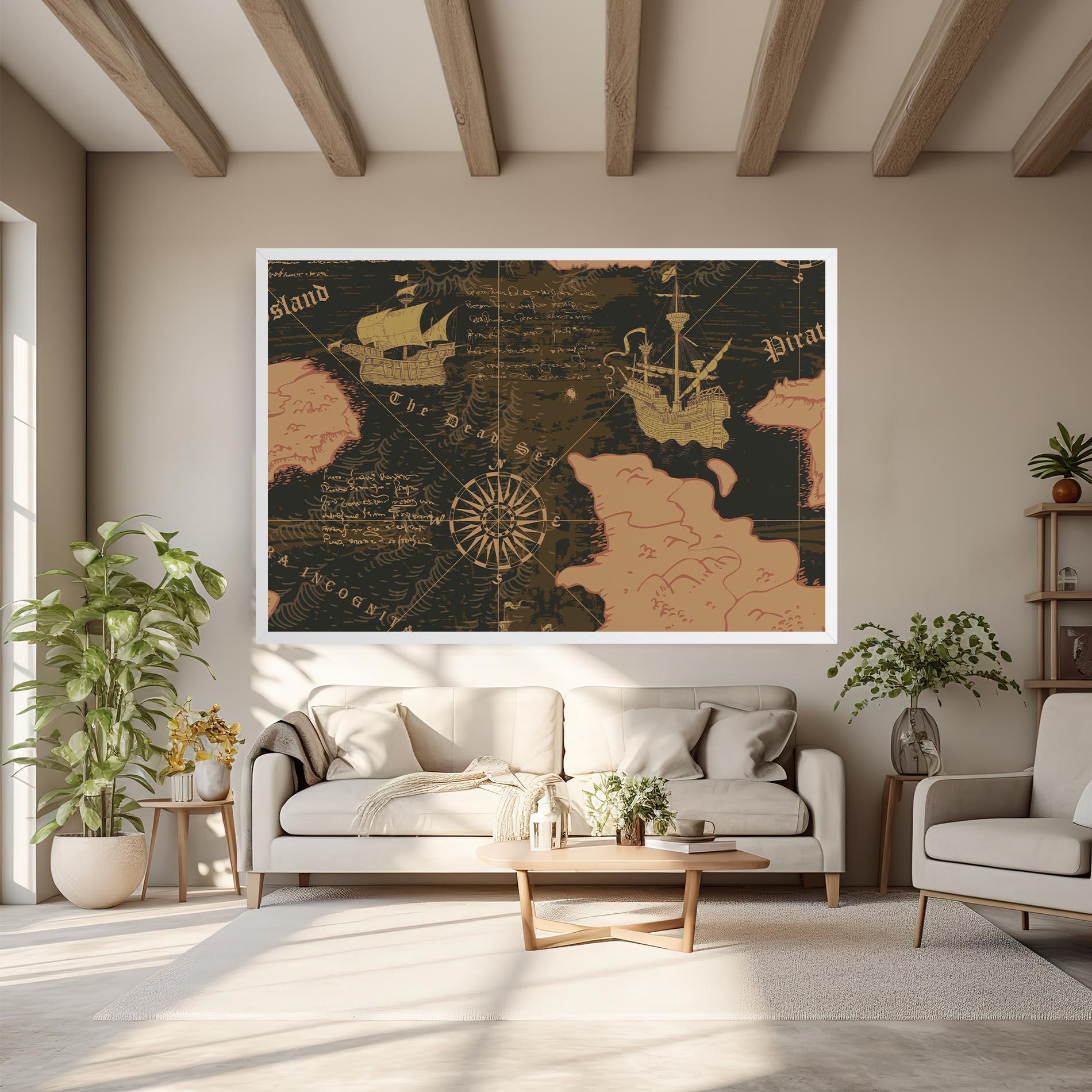 Leinwandbild Cool Old Map mockup 6