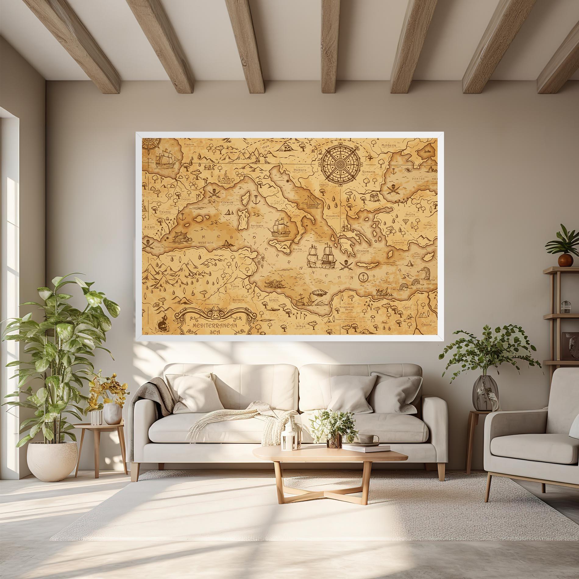 Leinwandbild Cream Brown Map mockup 6
