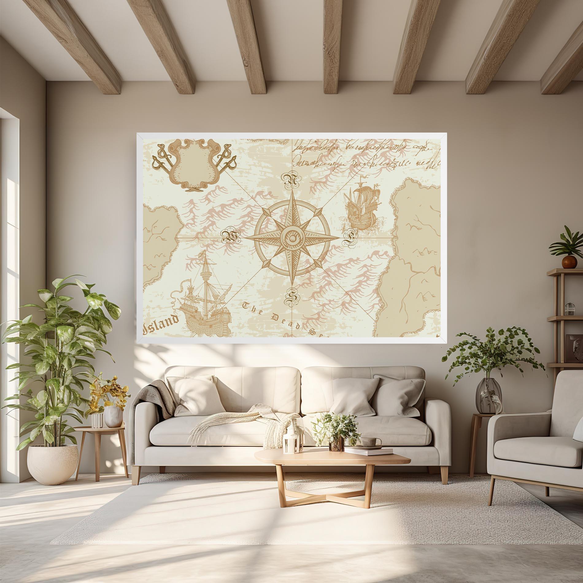 Leinwandbild Cream Compass mockup 6