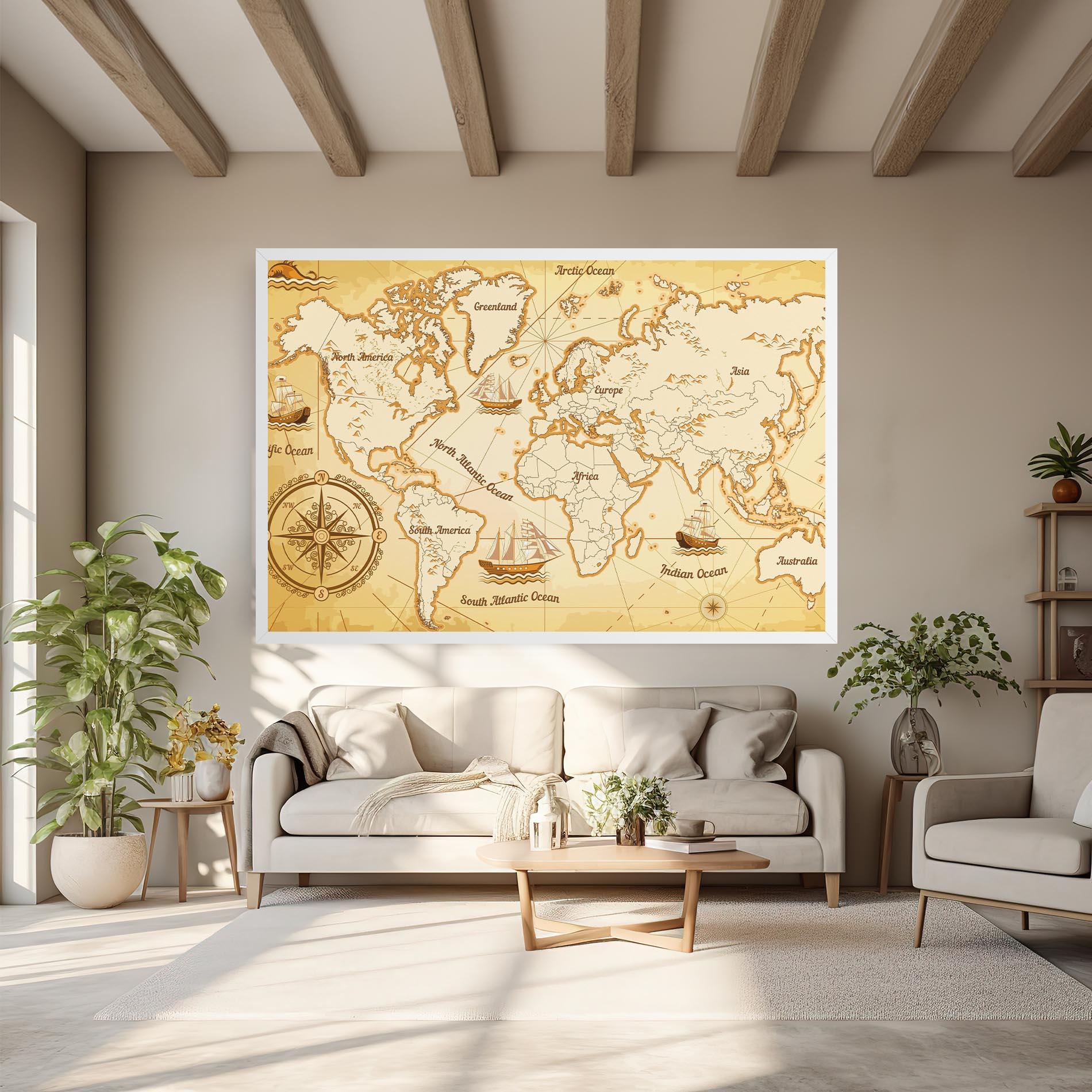Leinwandbild Gold Old Map mockup 6