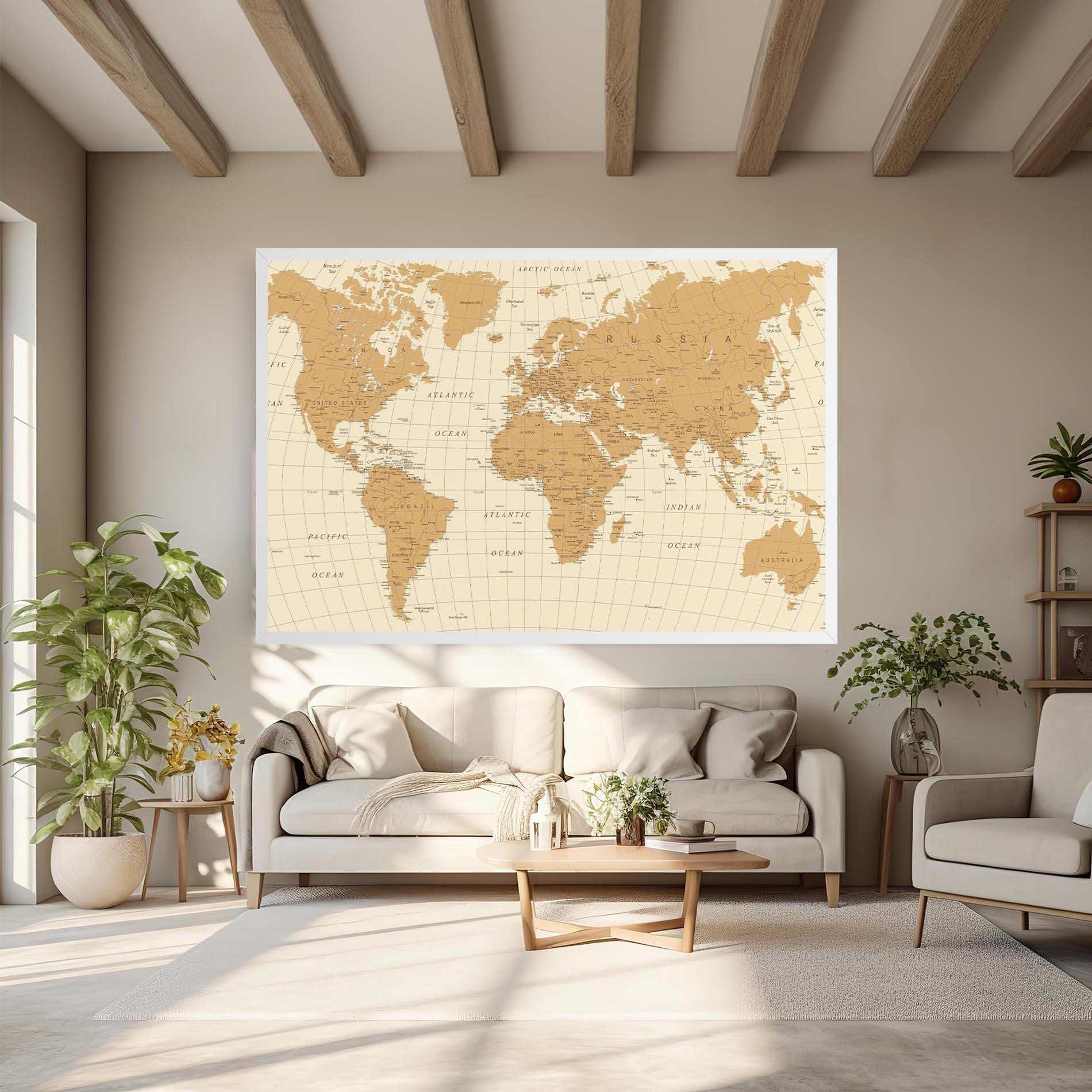 Leinwandbild Old Map Cream mockup 6