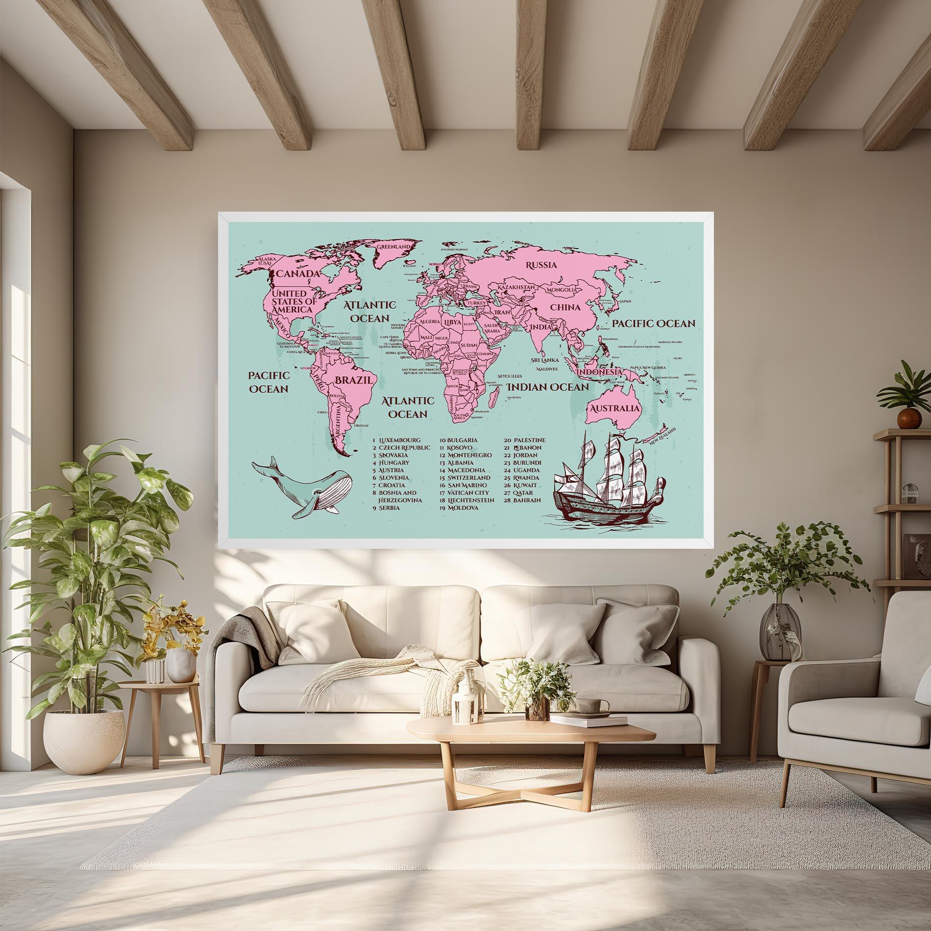 Leinwandbild Pink Pirate Map mockup 6