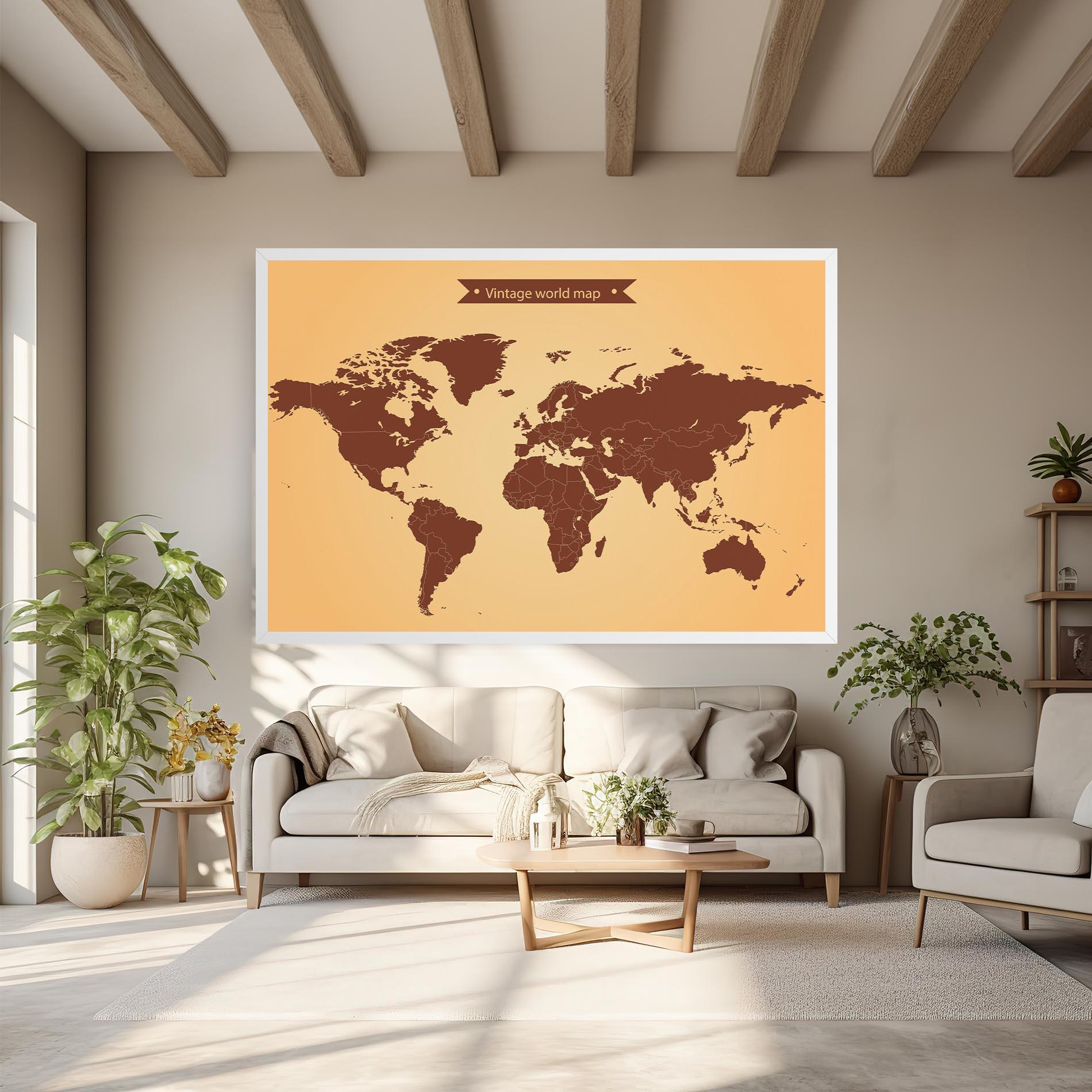 Leinwandbild Vintage World Map mockup 6