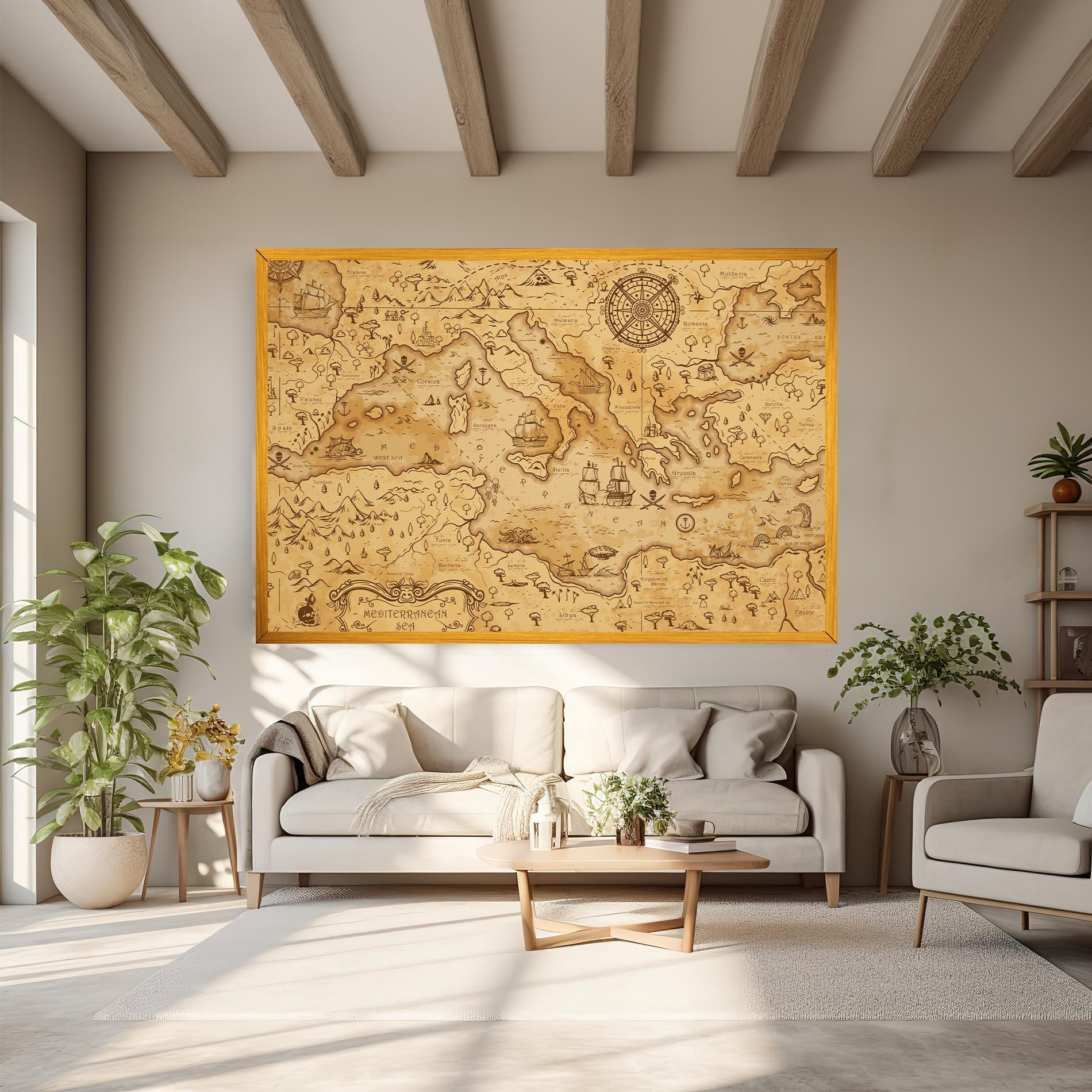 Leinwandbild Cream Brown Map mockup 6