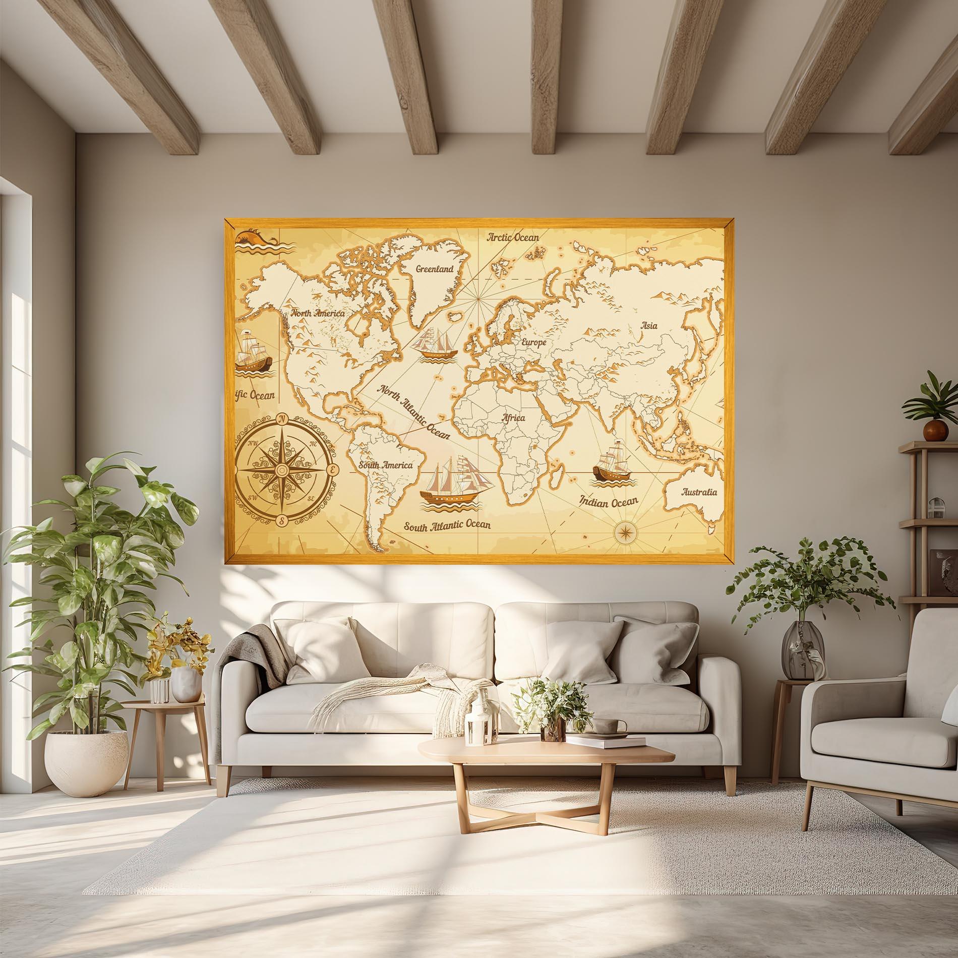 Leinwandbild Gold Old Map mockup 6