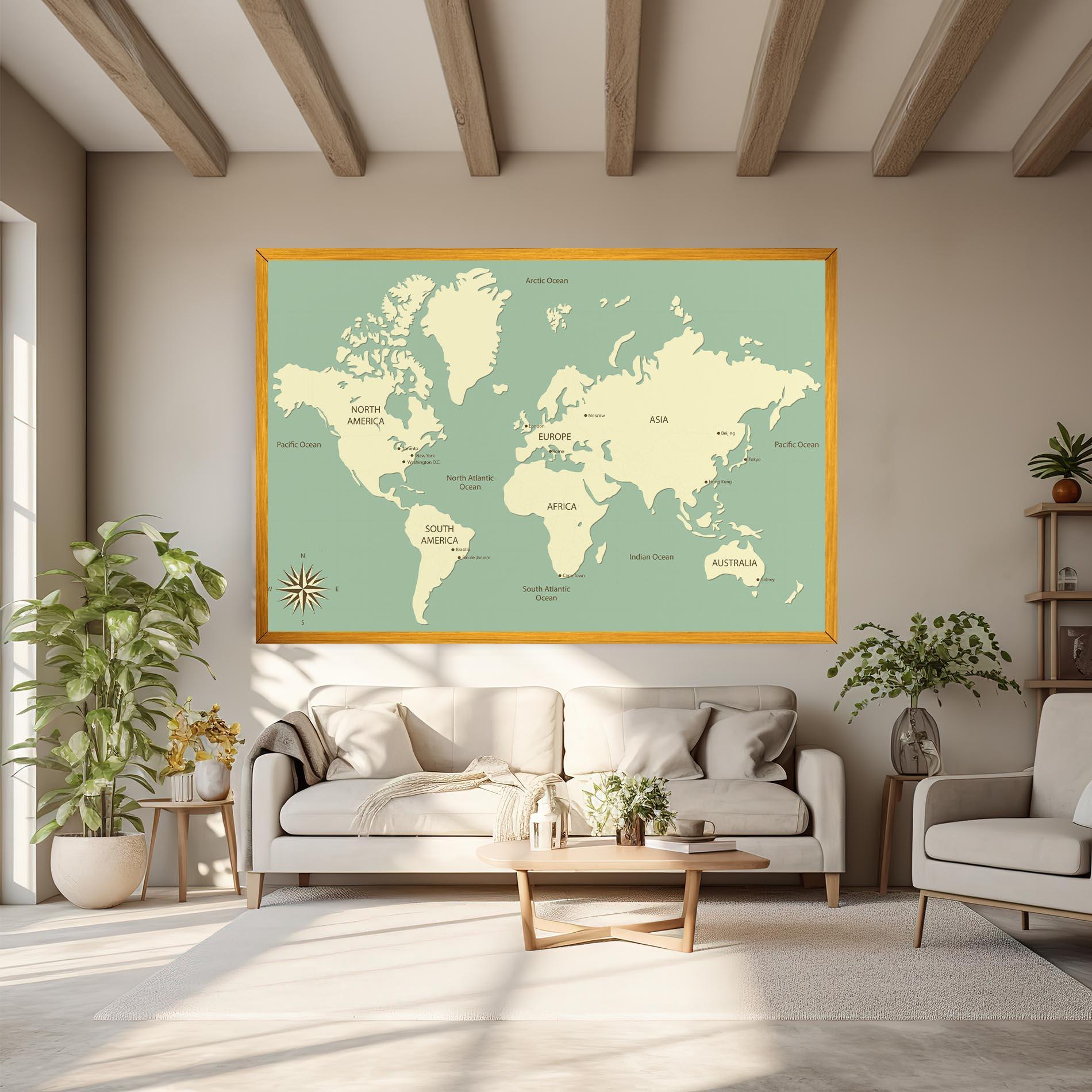 Leinwandbild Green Cream Map mockup 6