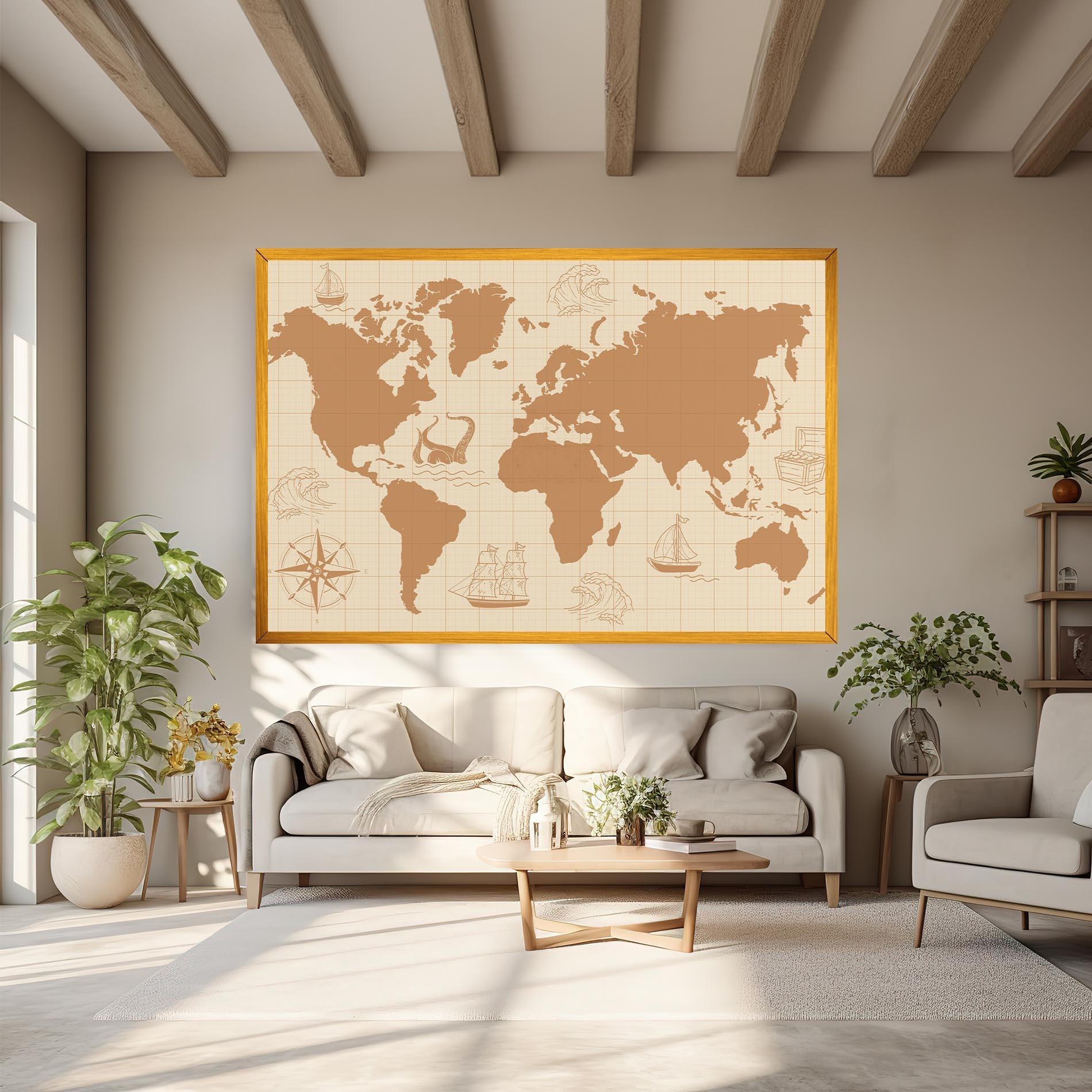 Leinwandbild Light Cream Map mockup 6