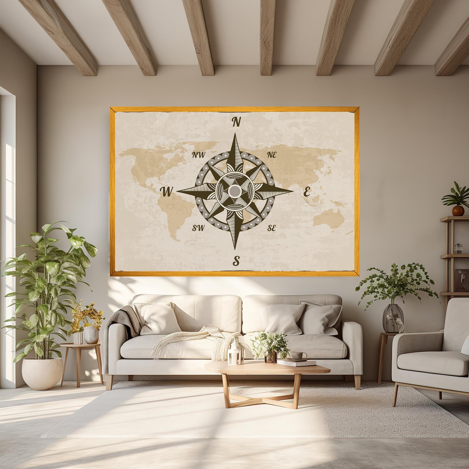 Leinwandbild Nautical Compass mockup 6