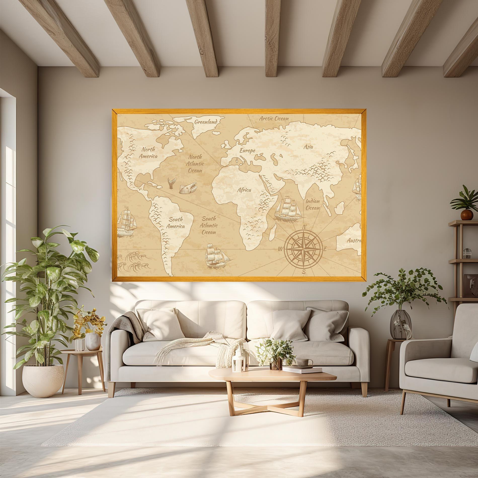 Leinwandbild Old Continents Map mockup 6
