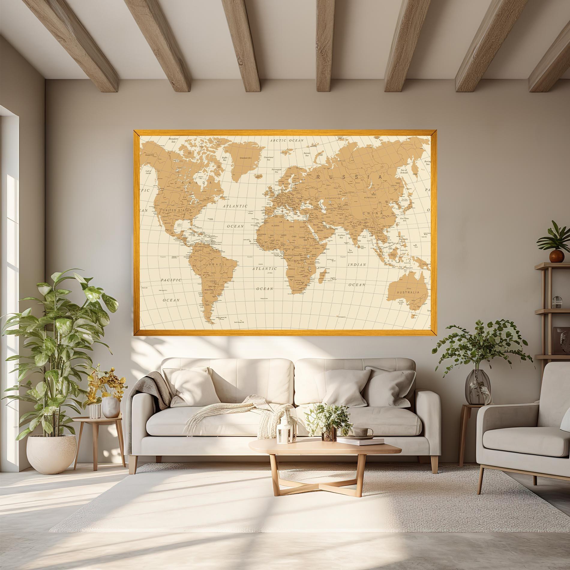 Leinwandbild Old Map Cream mockup 6