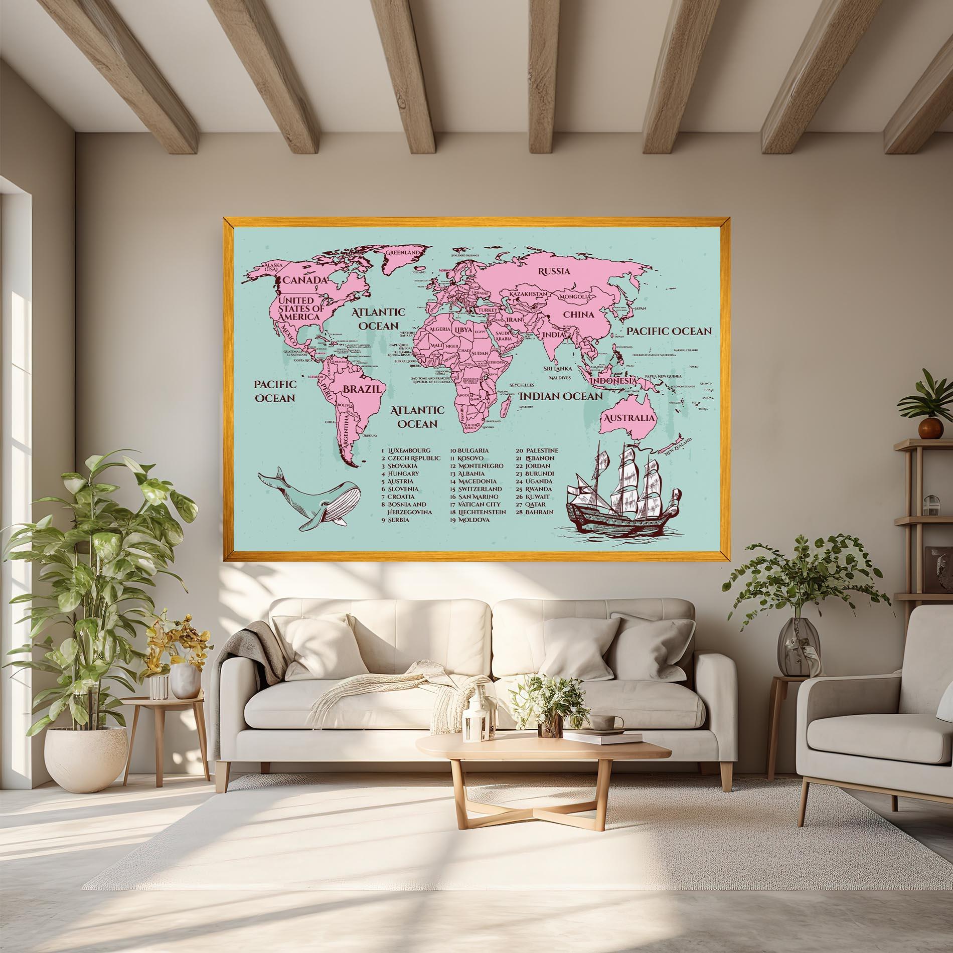 Leinwandbild Pink Pirate Map mockup 6
