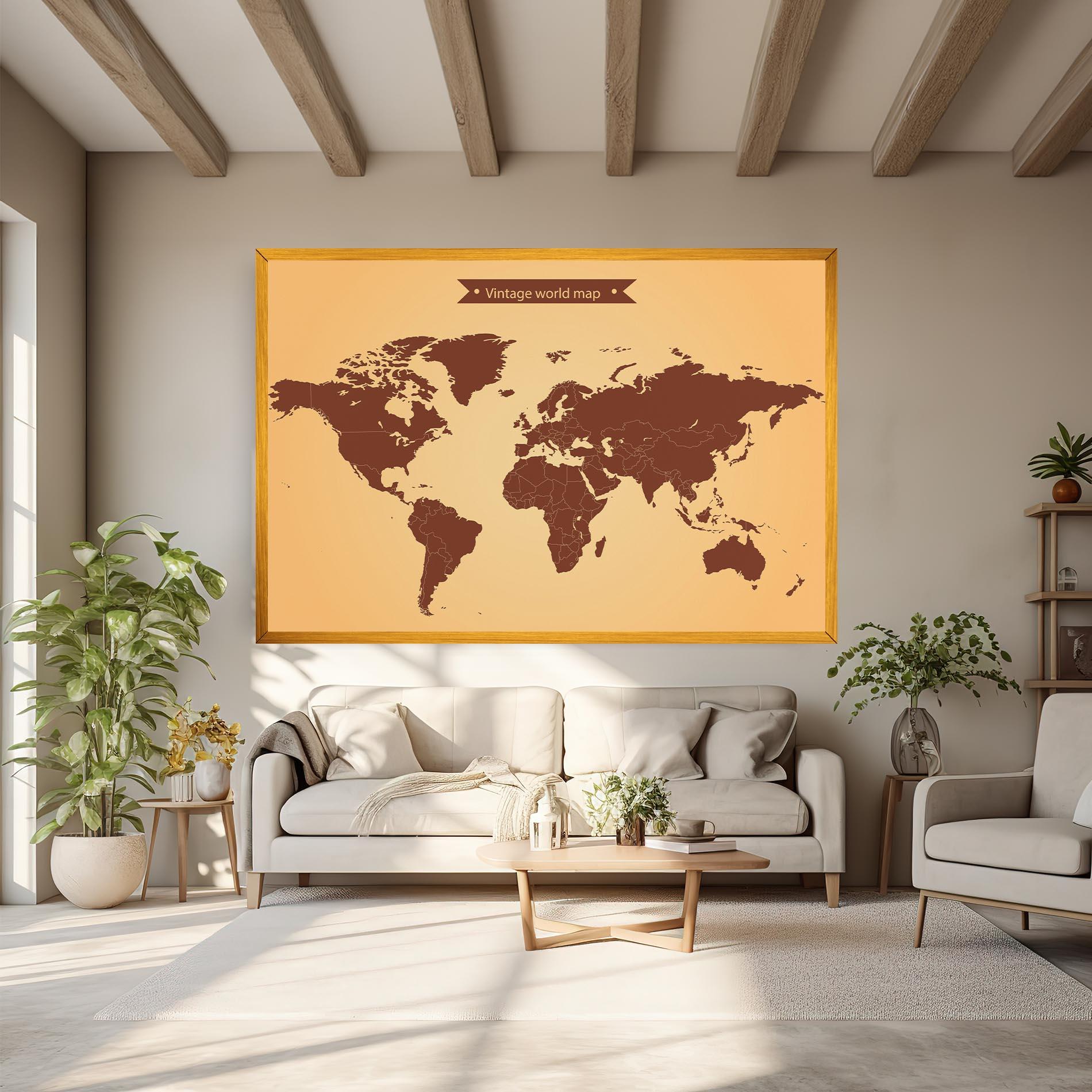 Leinwandbild Vintage World Map mockup 6