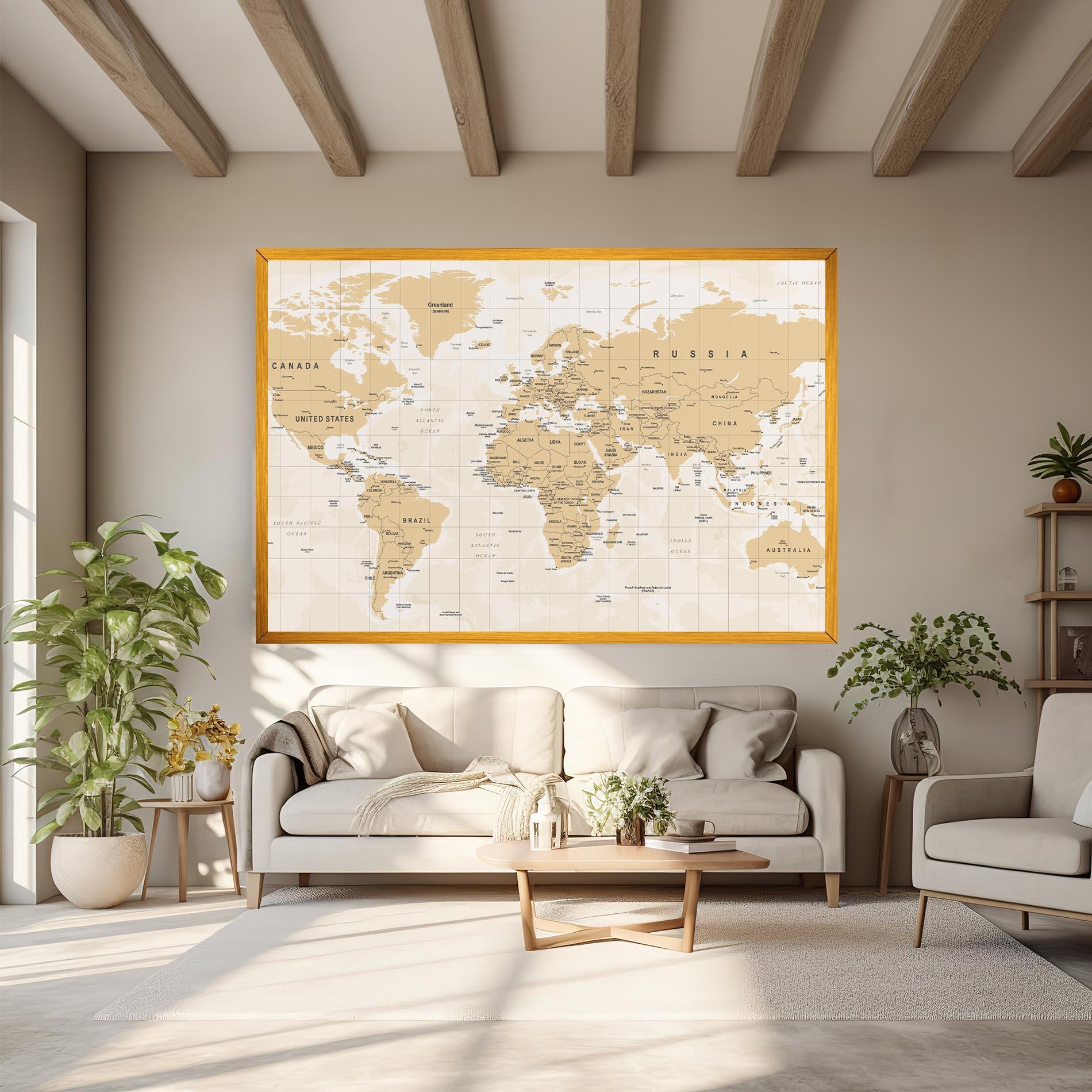 Leinwandbild World Old Map mockup 6