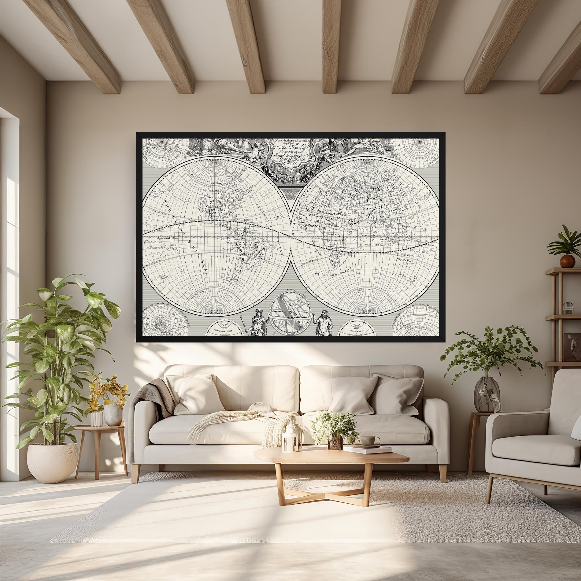 Leinwandbild Black White Map mockup 6