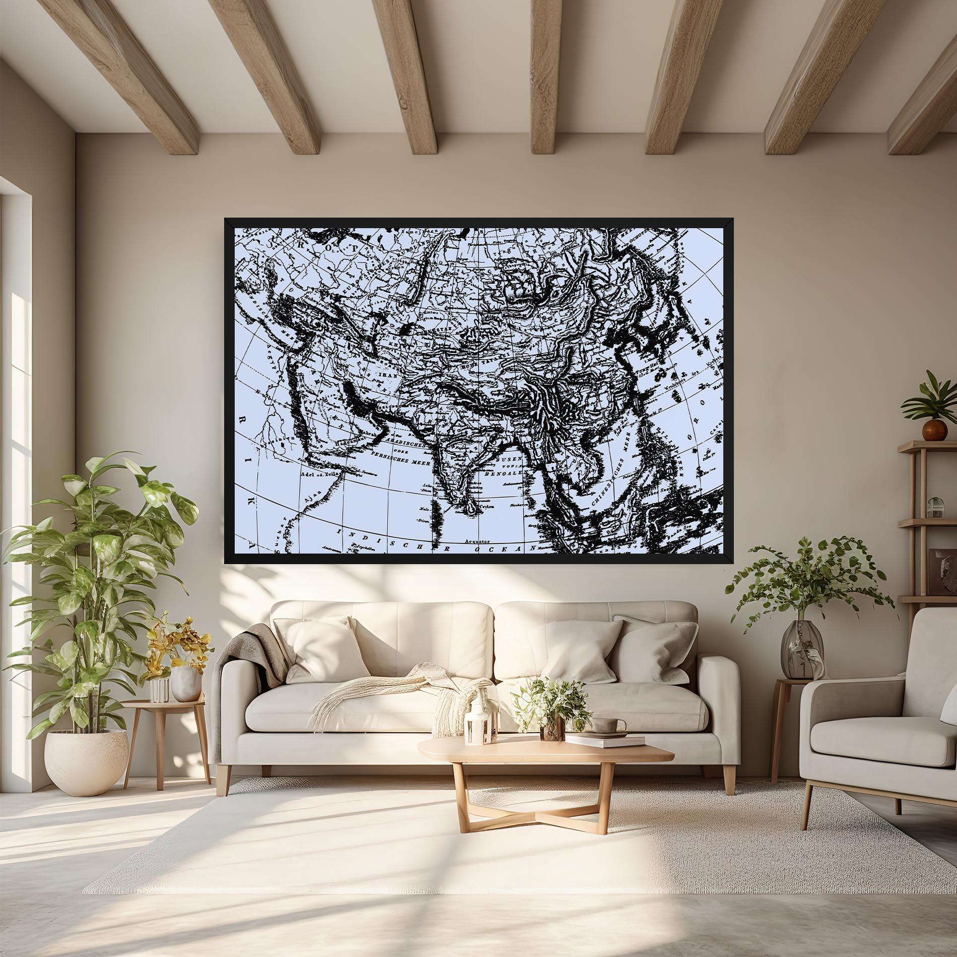 Leinwandbild Blue Old Map mockup 6