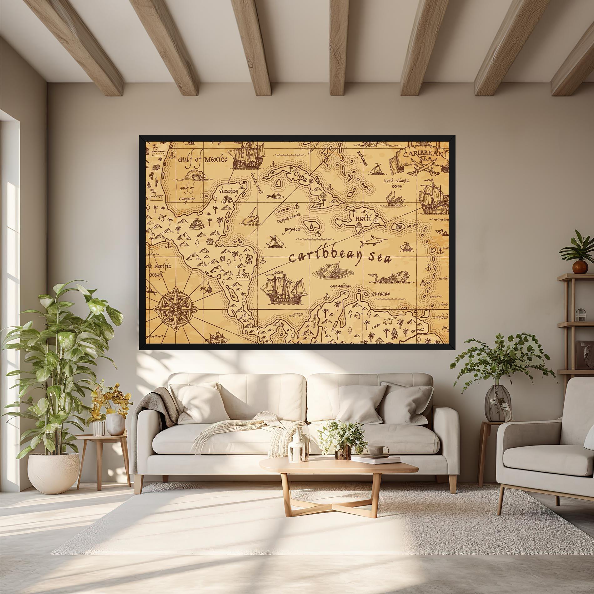 Leinwandbild Caribbean Sea Map mockup 6