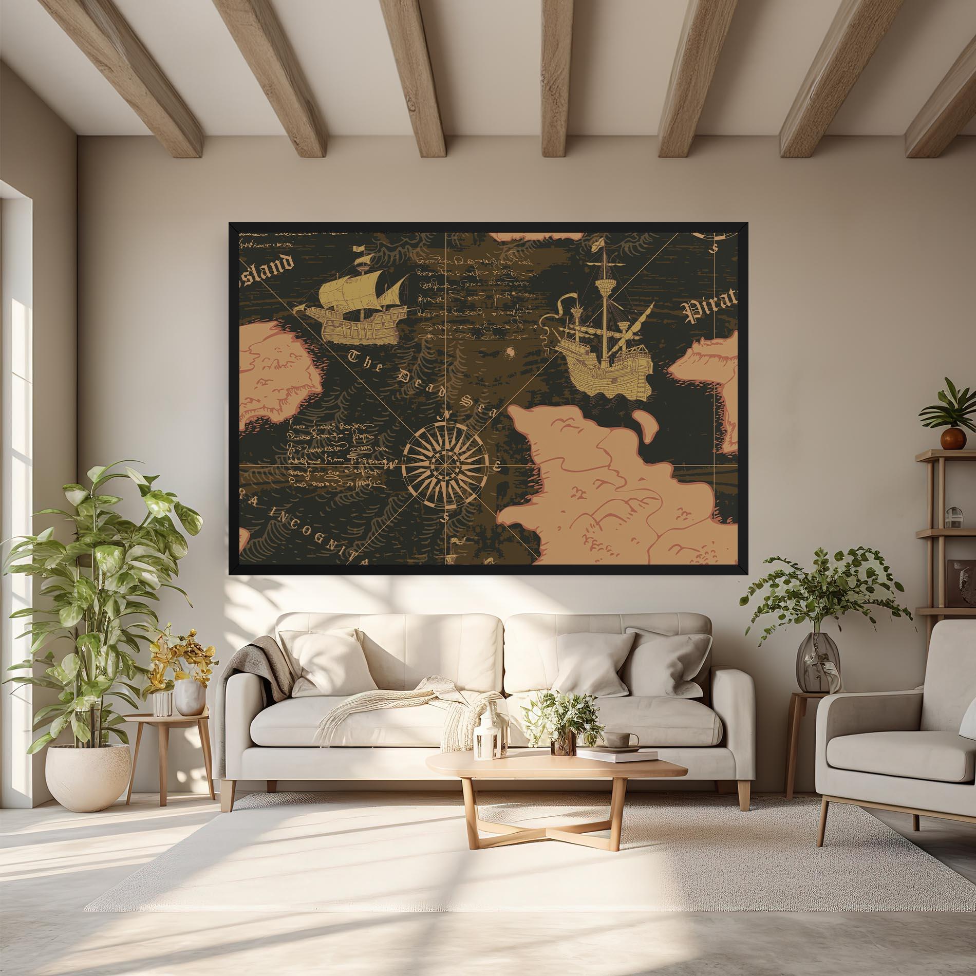 Leinwandbild Cool Old Map mockup 6