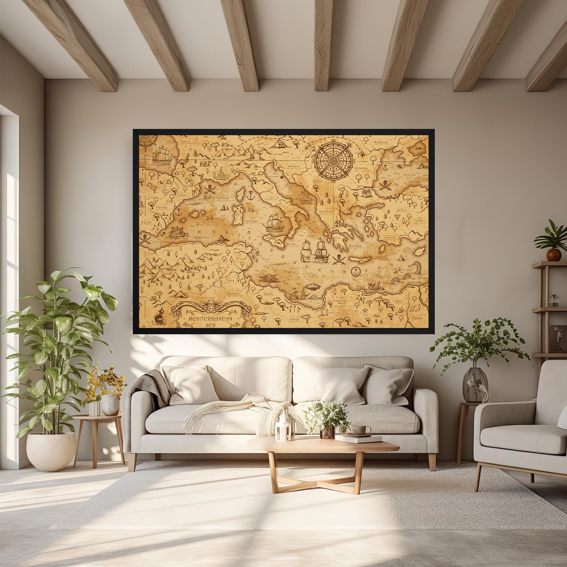 Leinwandbild Cream Brown Map mockup 6