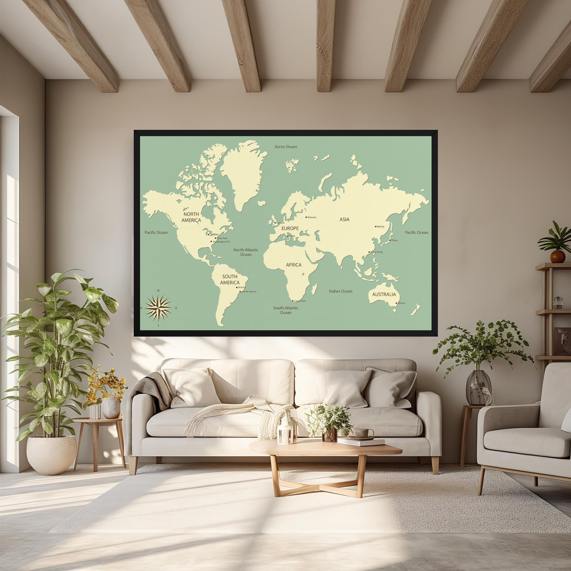 Leinwandbild Green Cream Map mockup 6