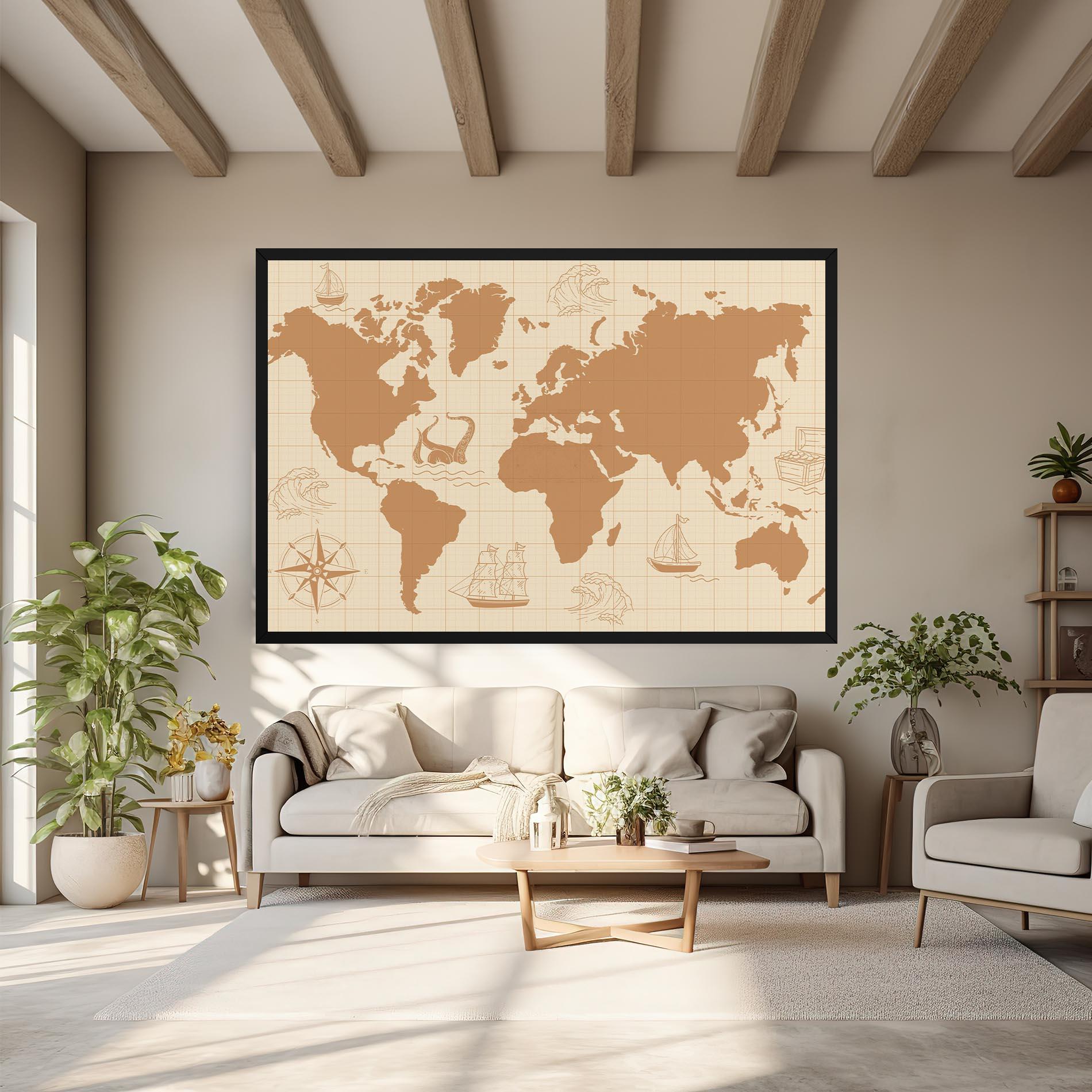 Leinwandbild Light Cream Map mockup 6