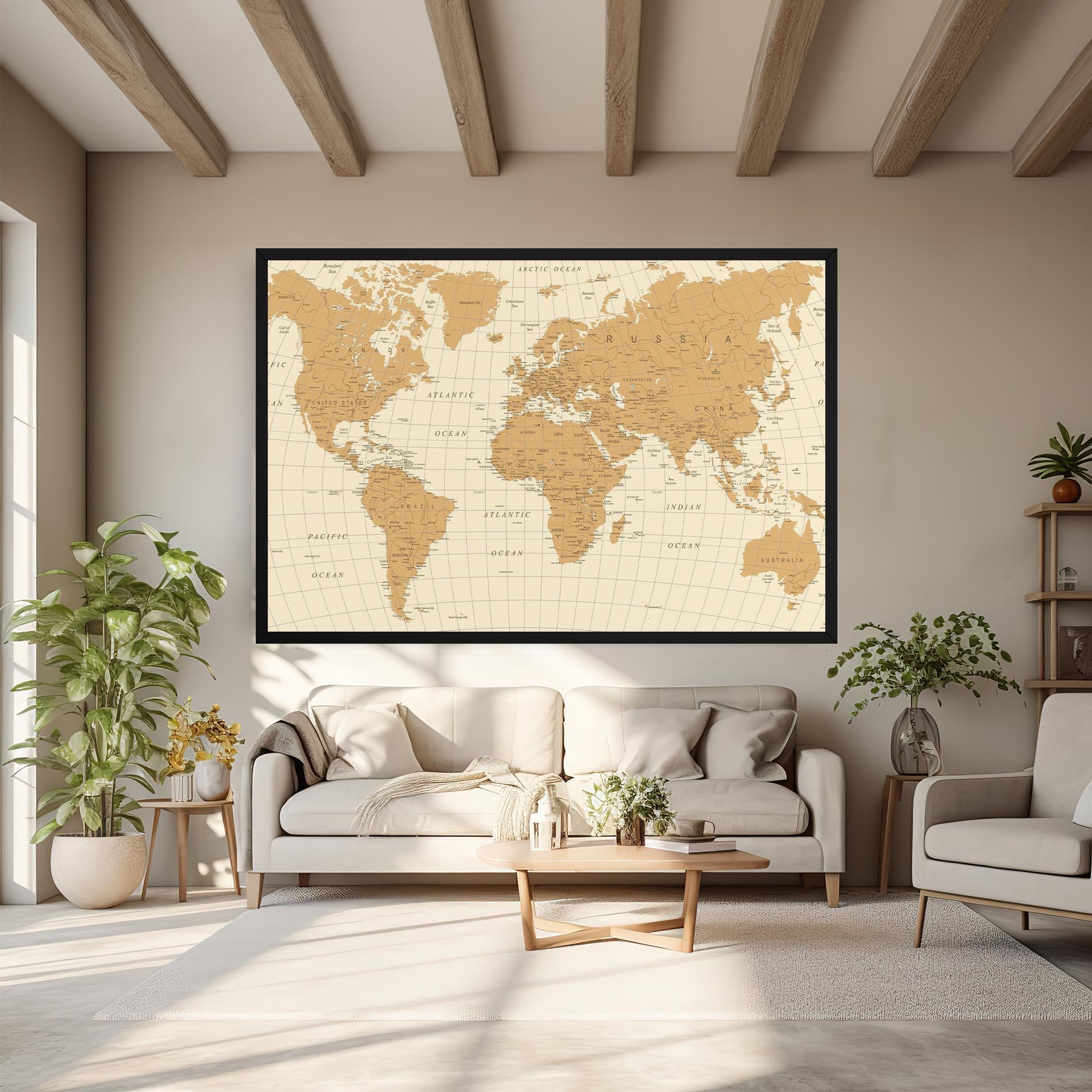 Leinwandbild Old Map Cream mockup 6