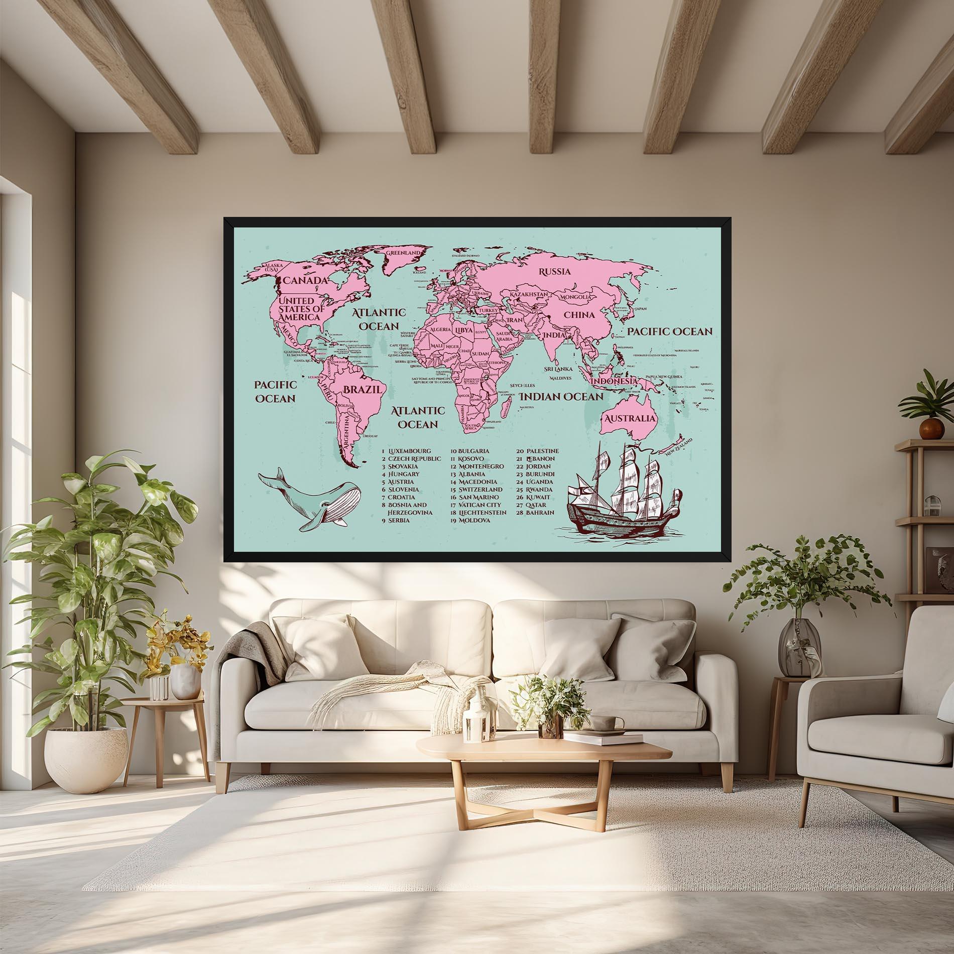 Leinwandbild Pink Pirate Map mockup 6