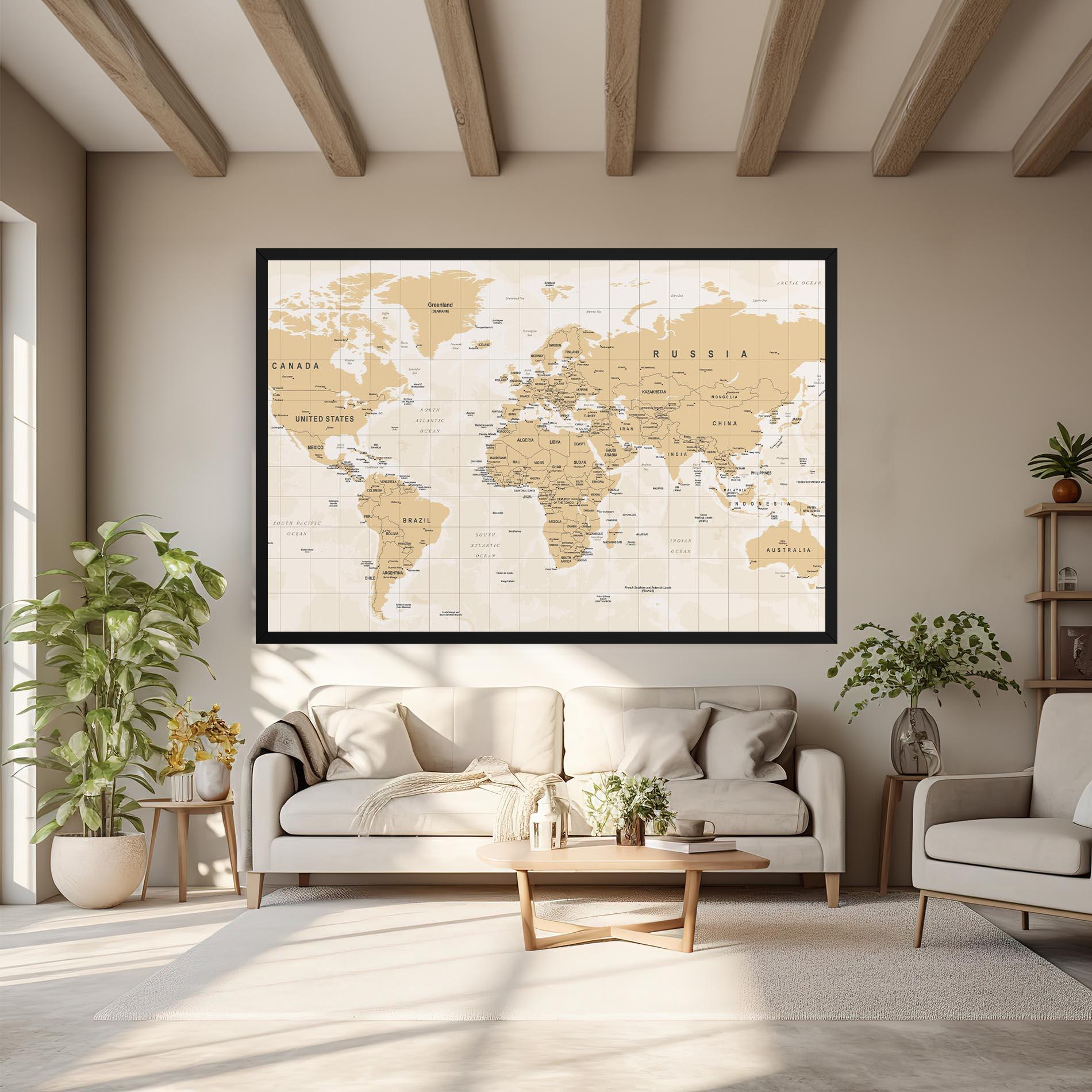 Leinwandbild World Old Map mockup 6