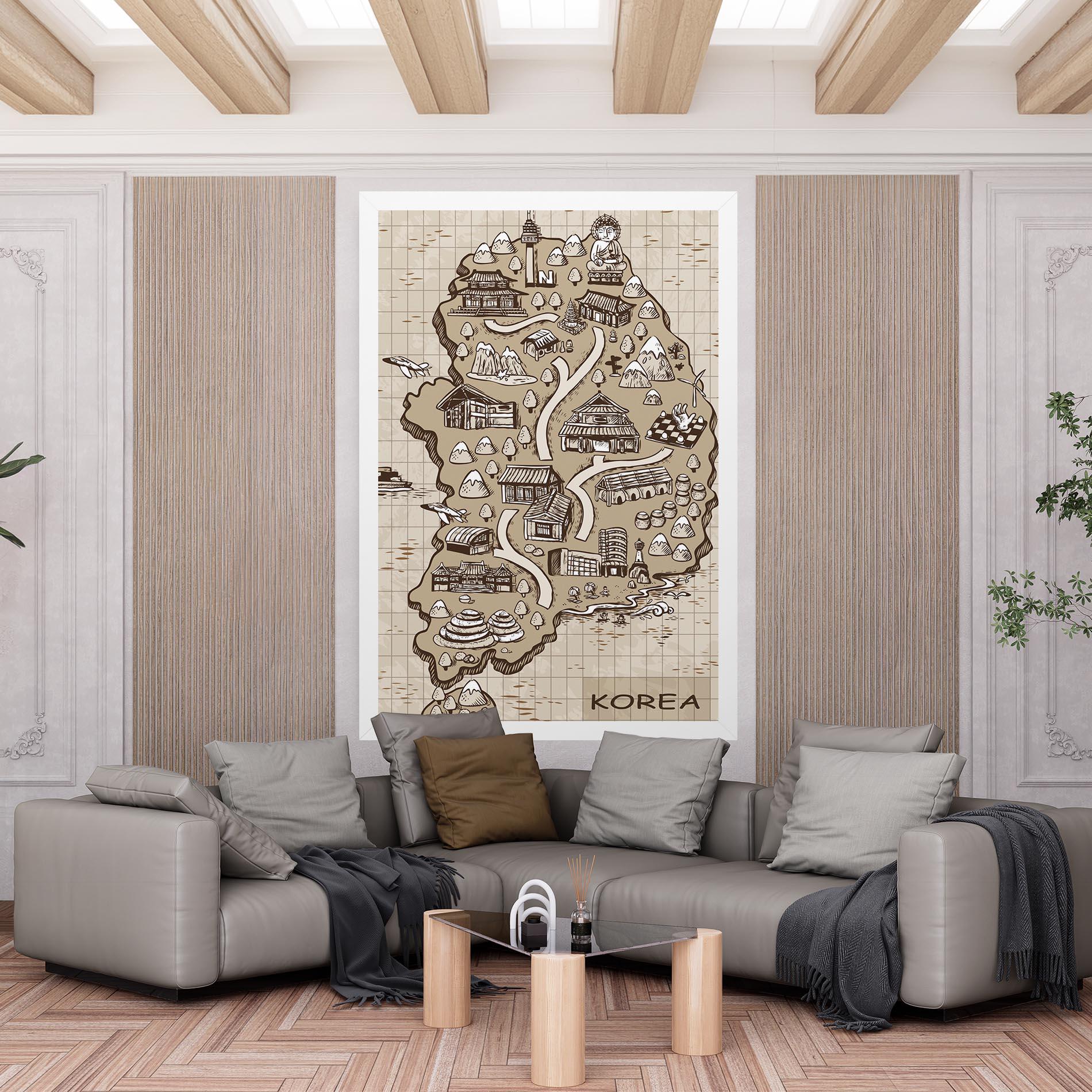 Leinwandbild Old Korea Map mockup 6