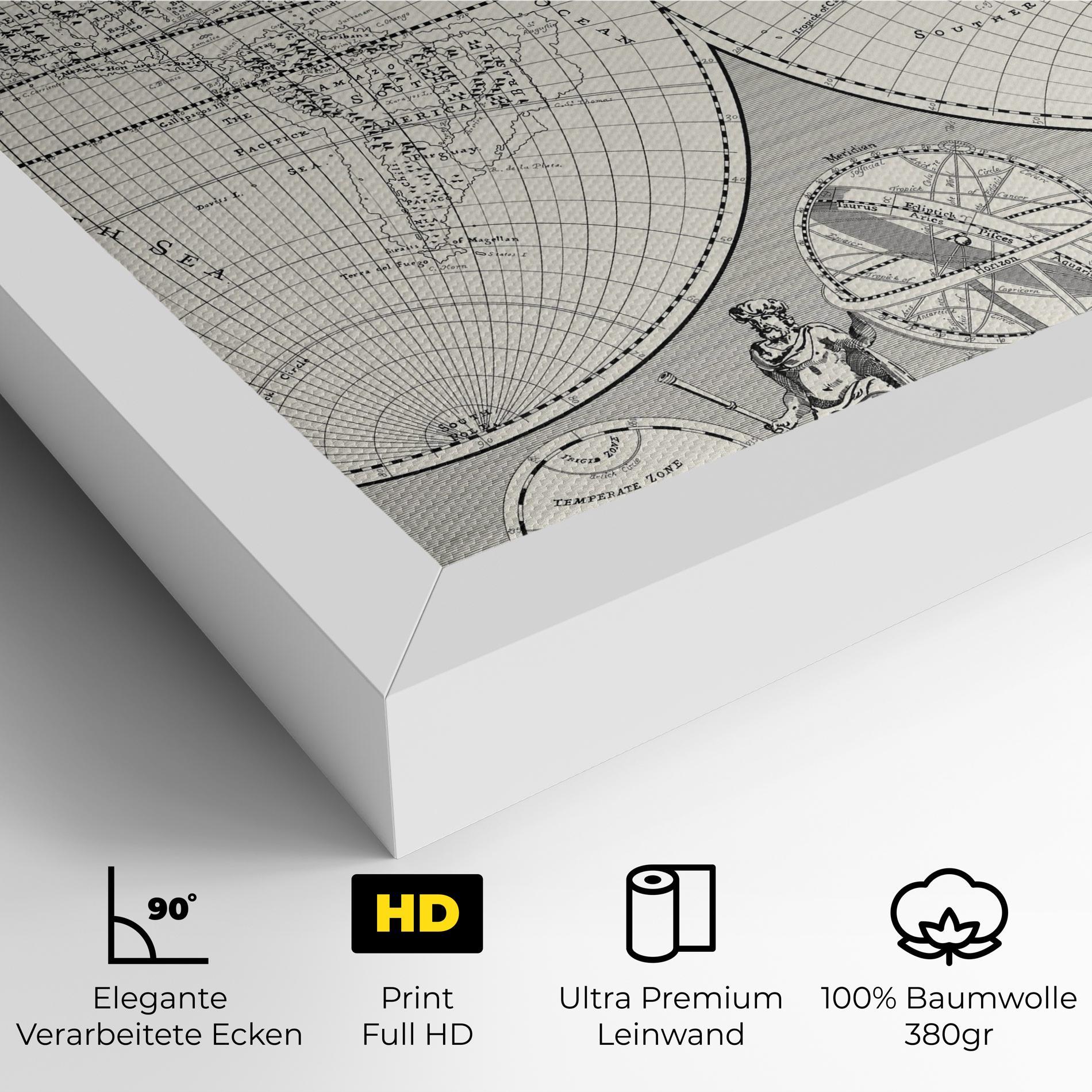 Leinwandbild Black White Map mockup 4