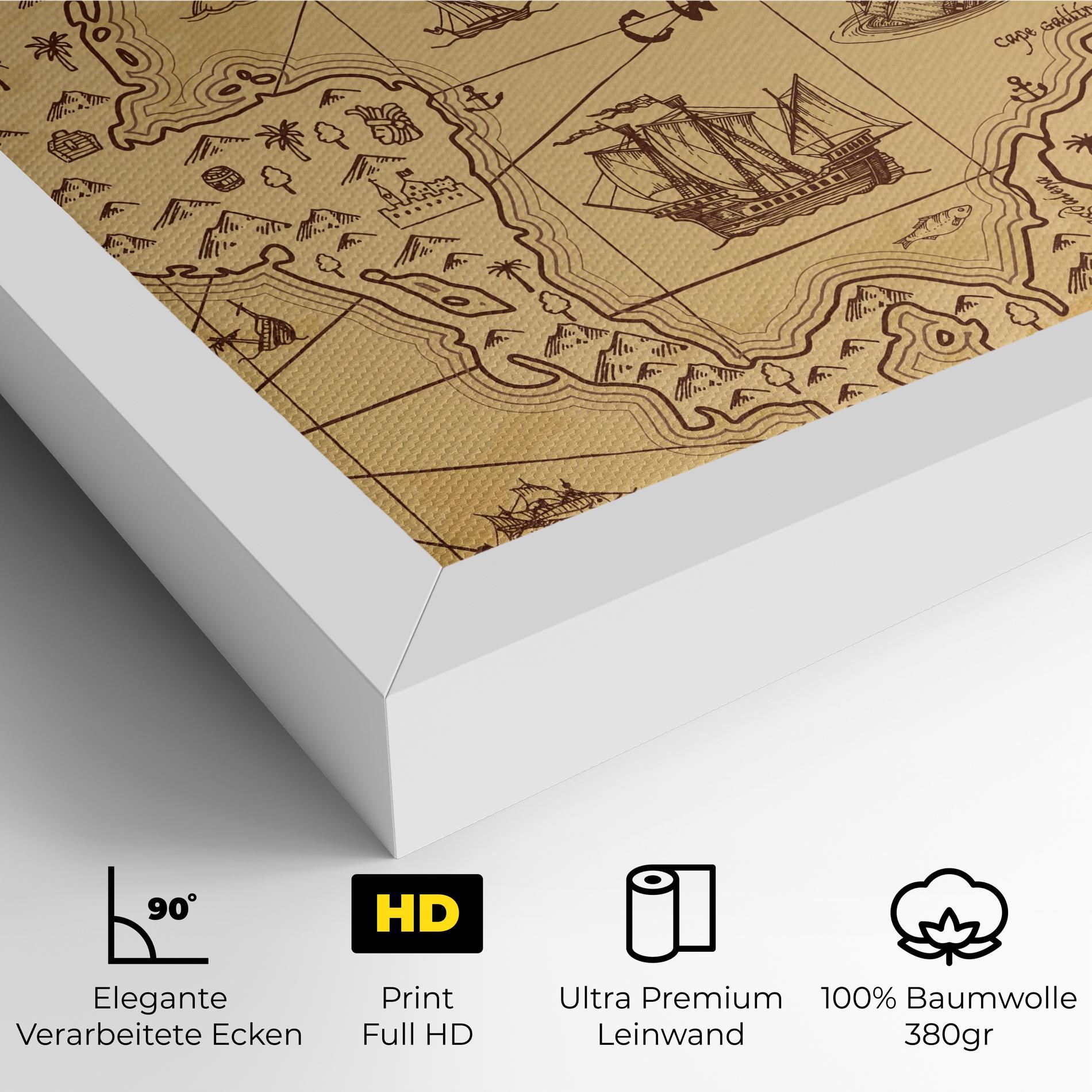 Leinwandbild Caribbean Sea Map mockup 4