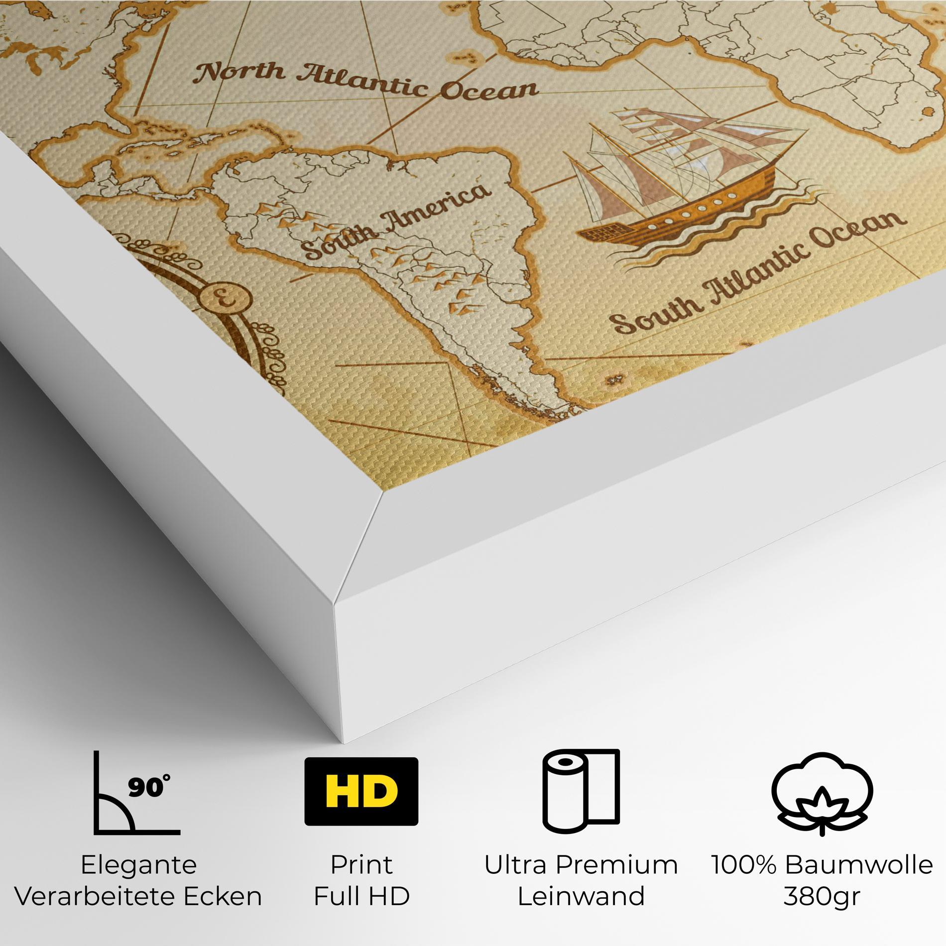 Leinwandbild Gold Old Map mockup 4