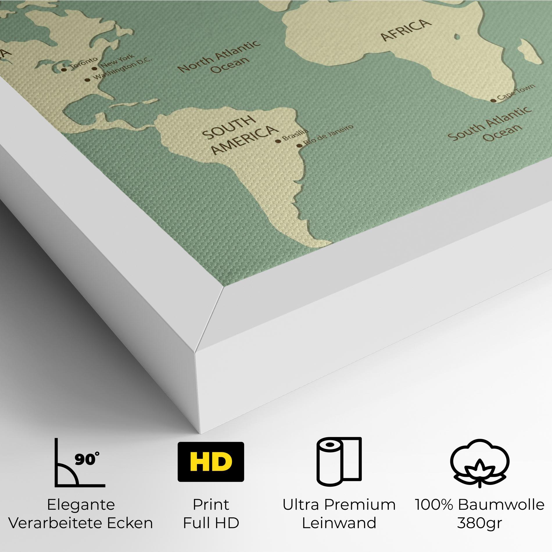 Leinwandbild Green Cream Map mockup 4