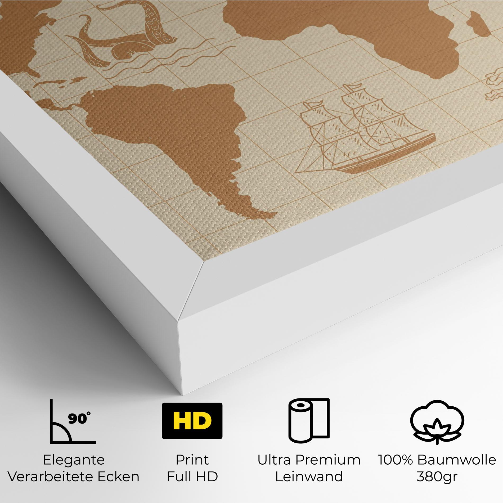 Leinwandbild Light Cream Map mockup 4