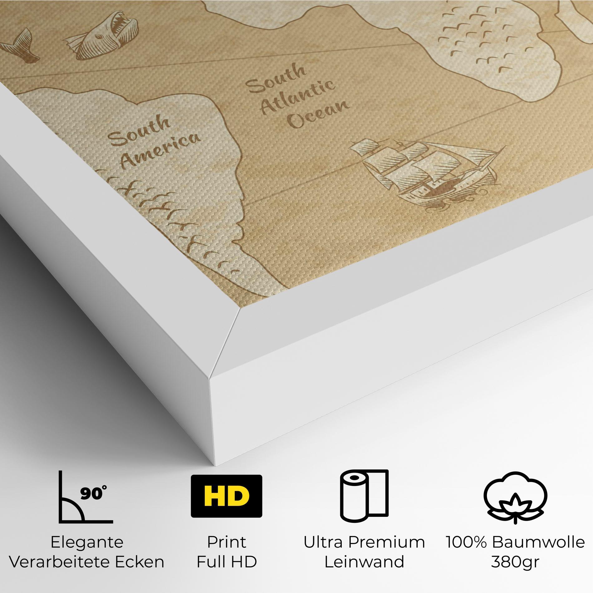 Leinwandbild Old Continents Map mockup 4