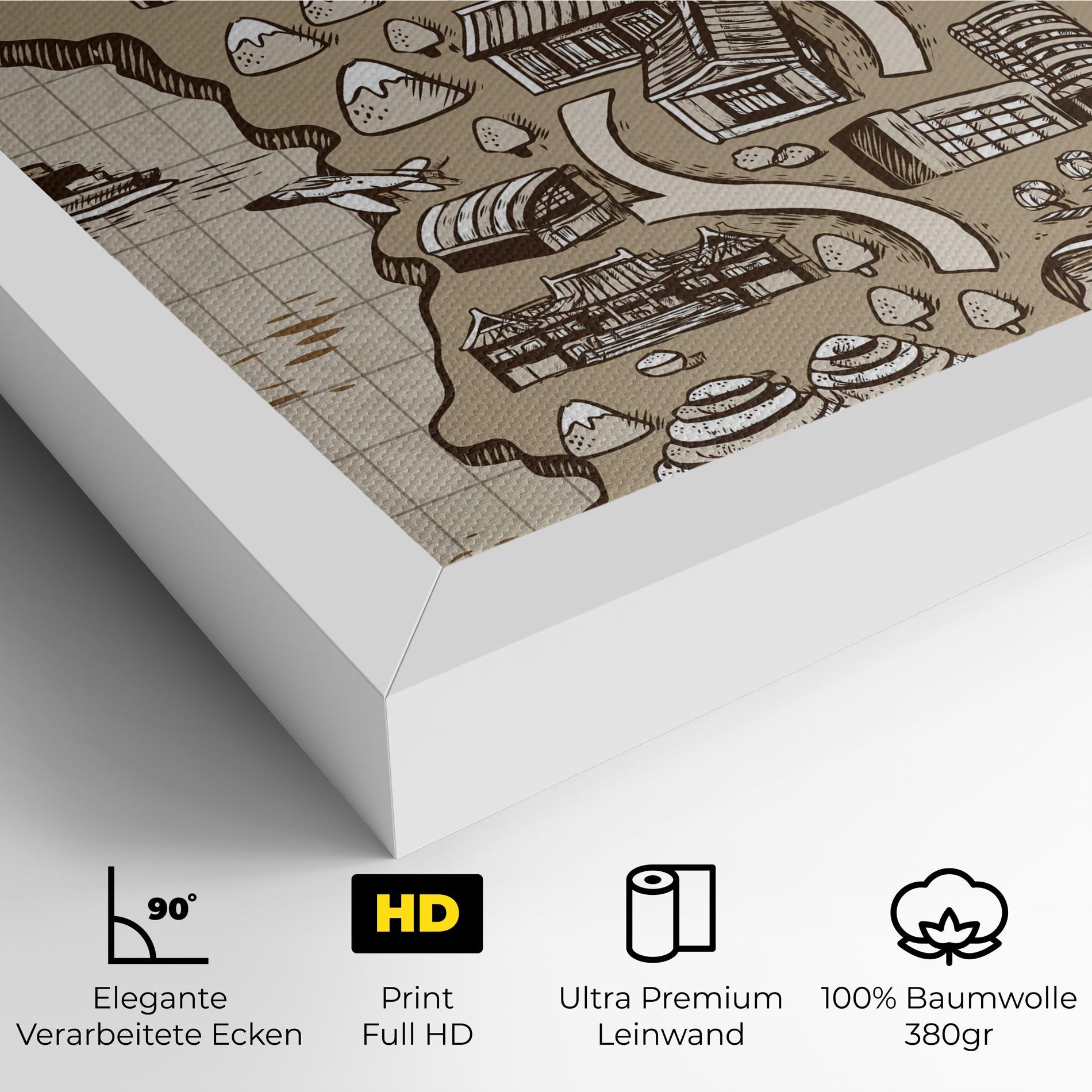 Leinwandbild Old Korea Map mockup 4