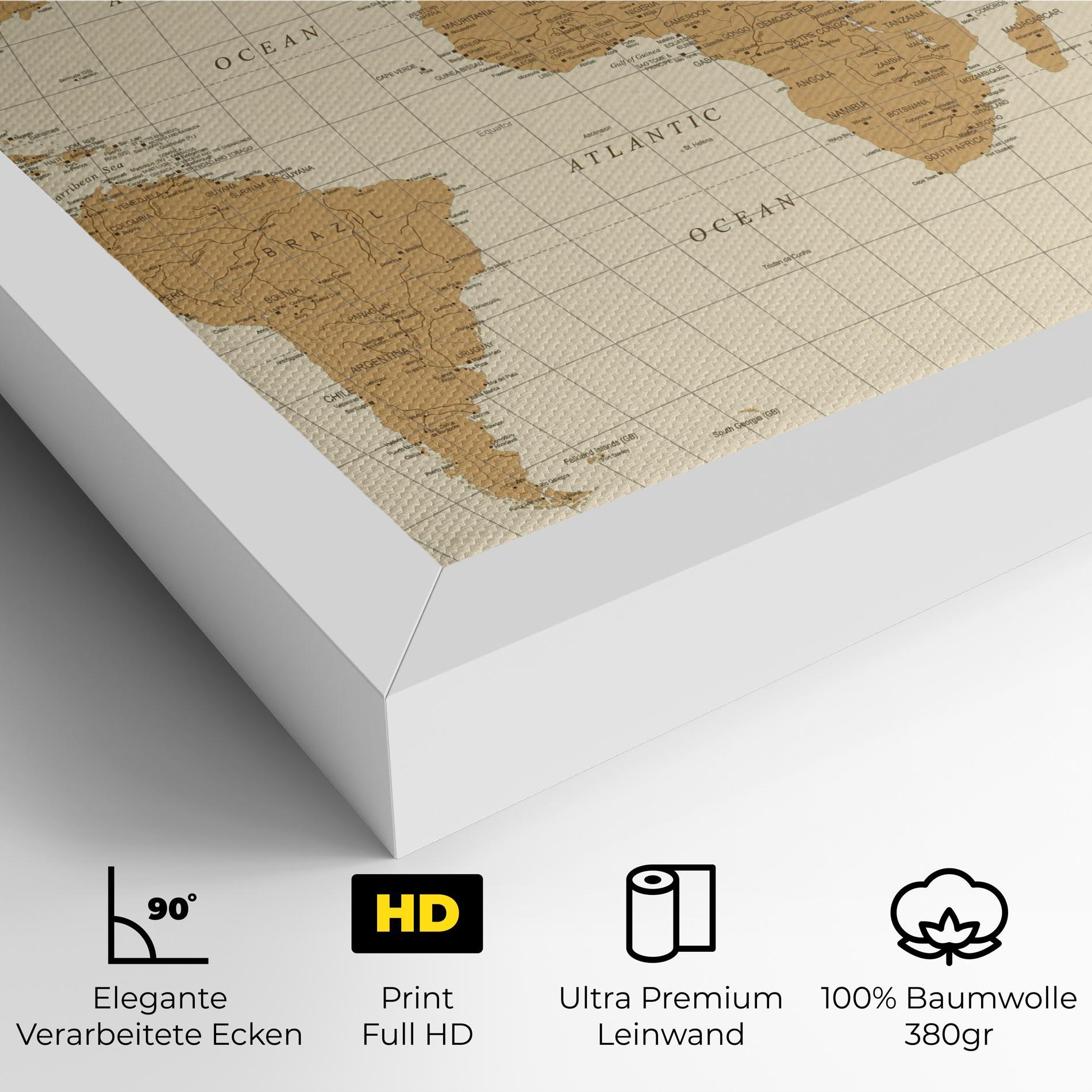 Leinwandbild Old Map Cream mockup 4