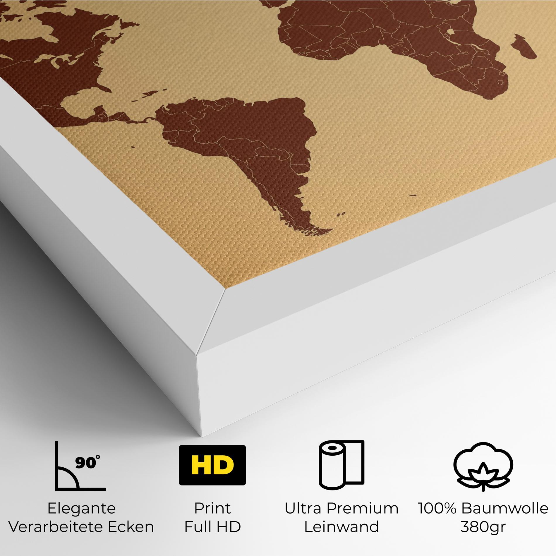 Leinwandbild Vintage World Map mockup 4