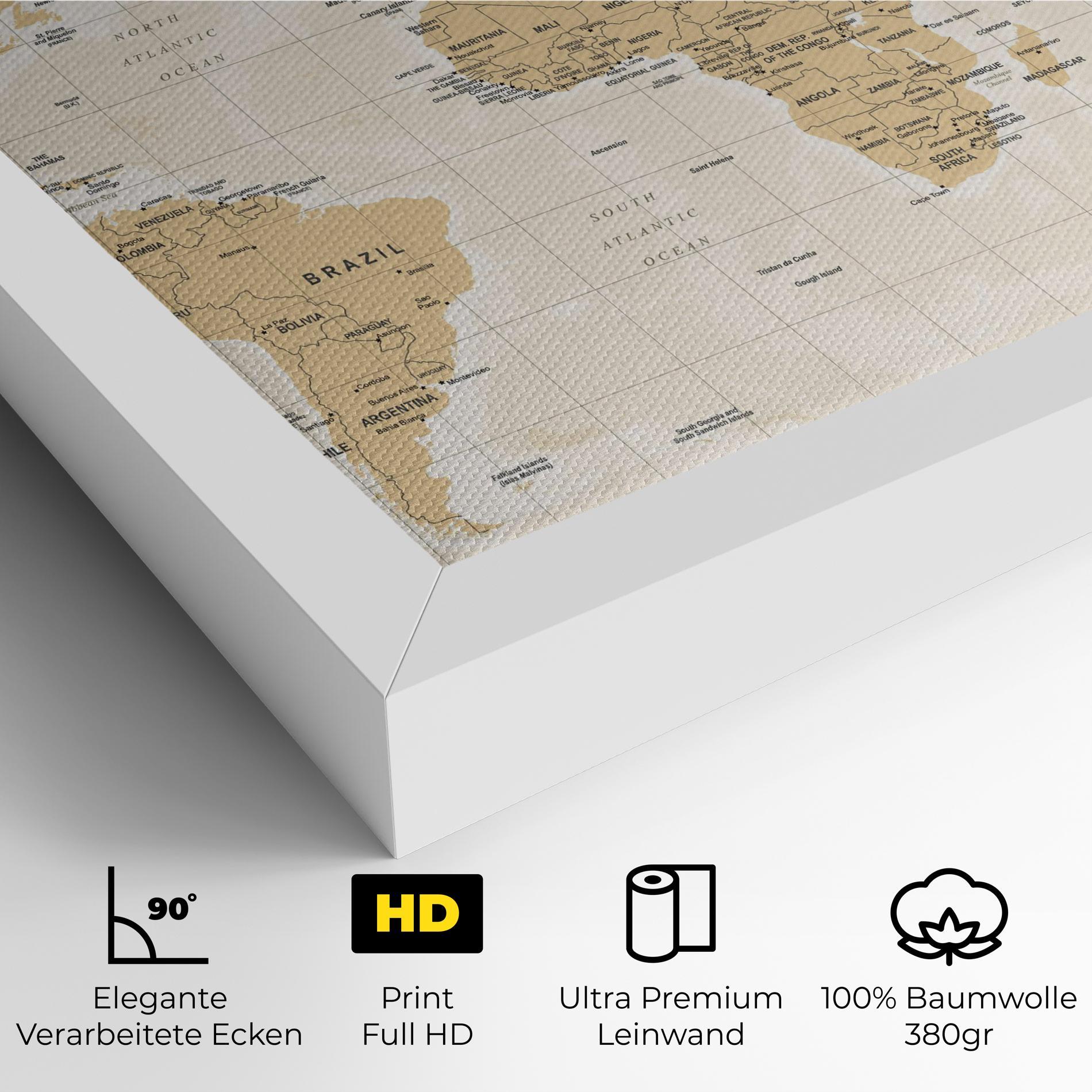 Leinwandbild World Old Map mockup 4