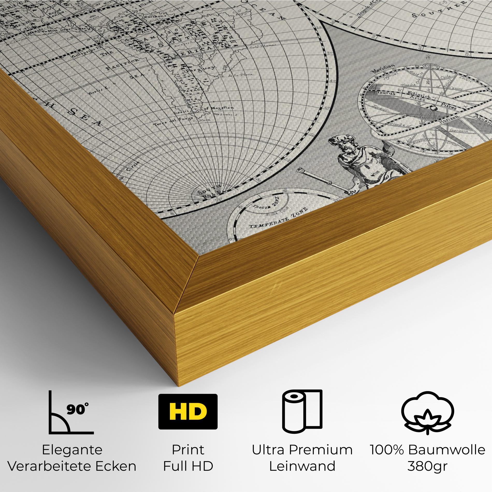 Leinwandbild Black White Map mockup 4