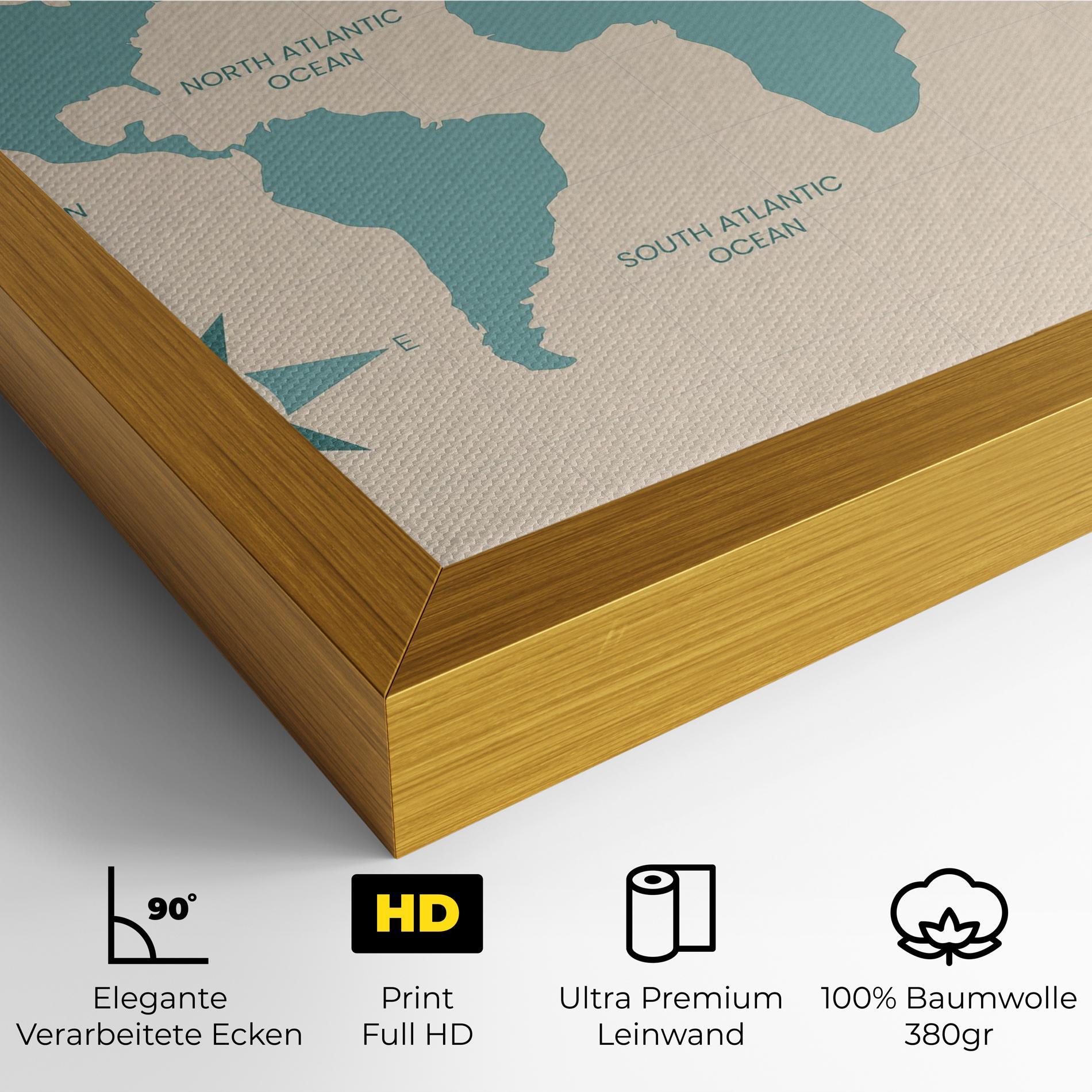 Leinwandbild Cream Blue Map mockup 4