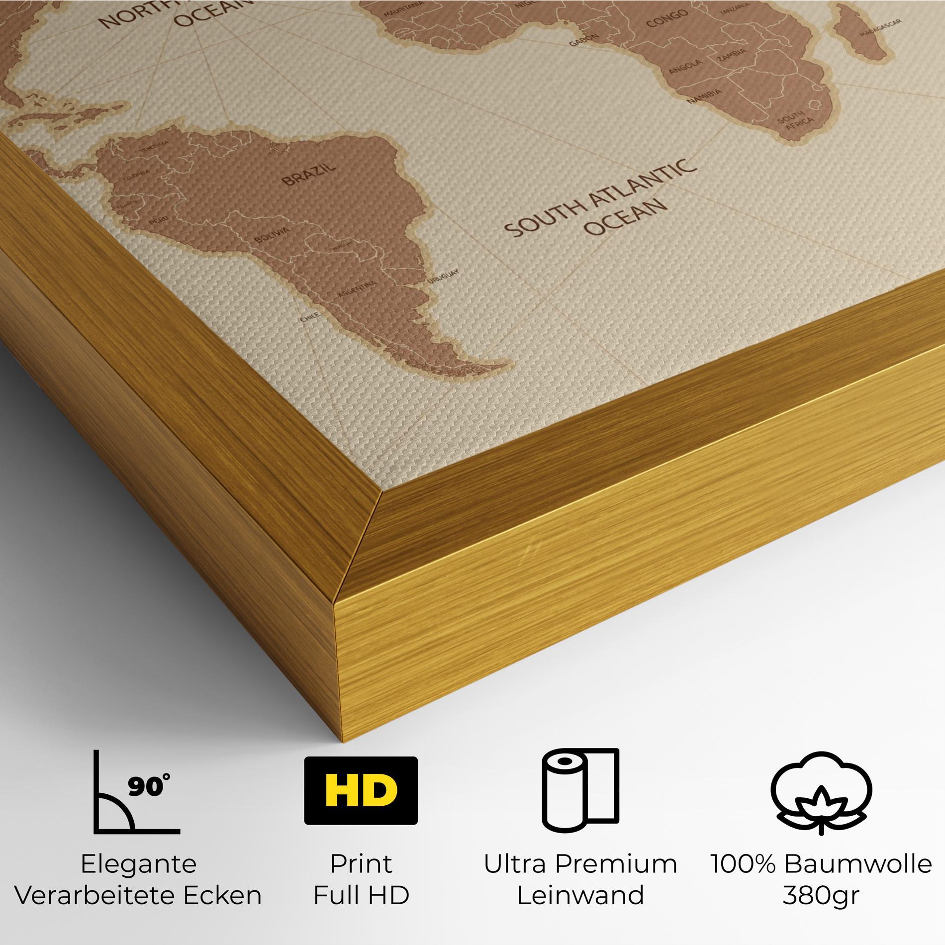 Leinwandbild Cream Map Vintage mockup 4